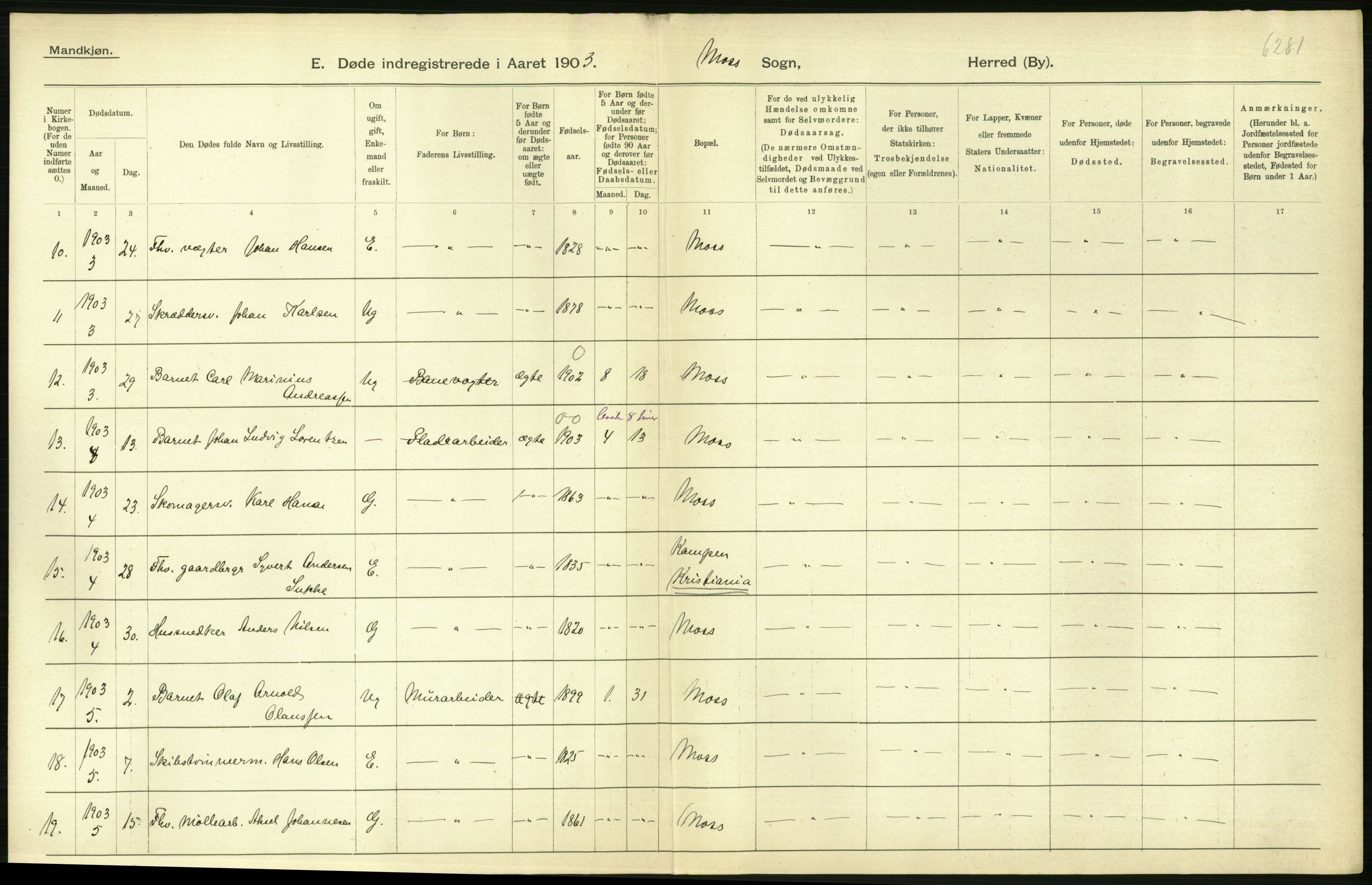 Statistisk sentralbyrå, Sosiodemografiske emner, Befolkning, AV/RA-S-2228/D/Df/Dfa/Dfaa/L0001: Smålenenes amt: Fødte, gifte, døde, 1903, s. 858