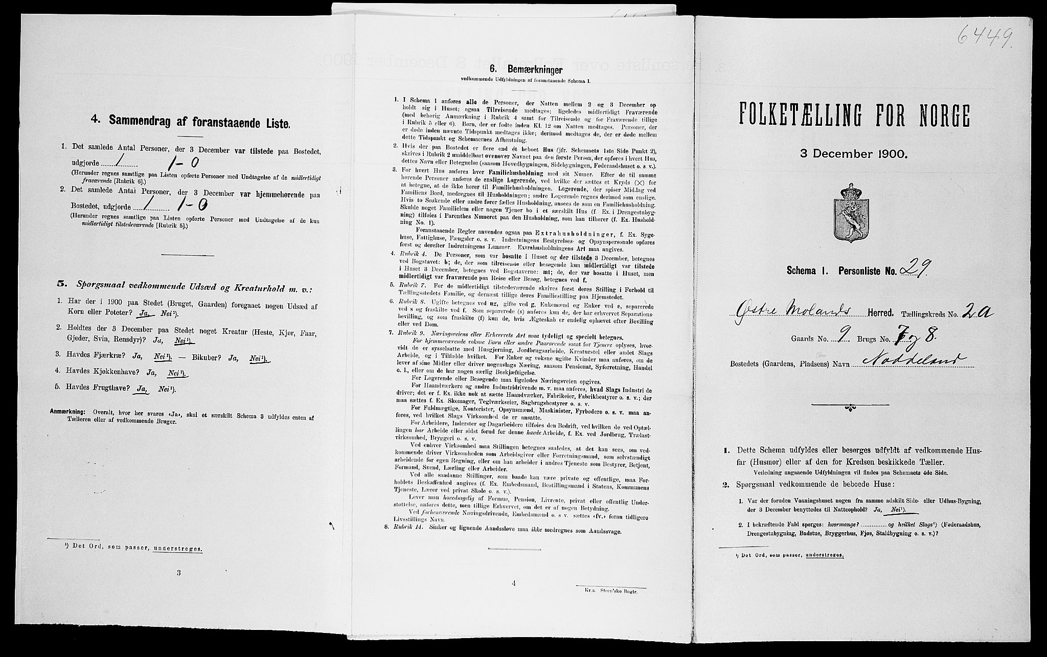 SAK, Folketelling 1900 for 0918 Austre Moland herred, 1900, s. 264