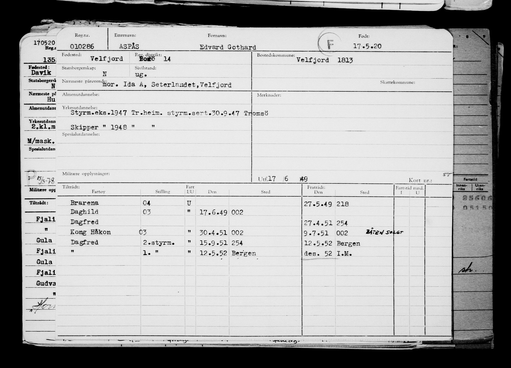 Direktoratet for sjømenn, AV/RA-S-3545/G/Gb/L0181: Hovedkort, 1920, s. 67