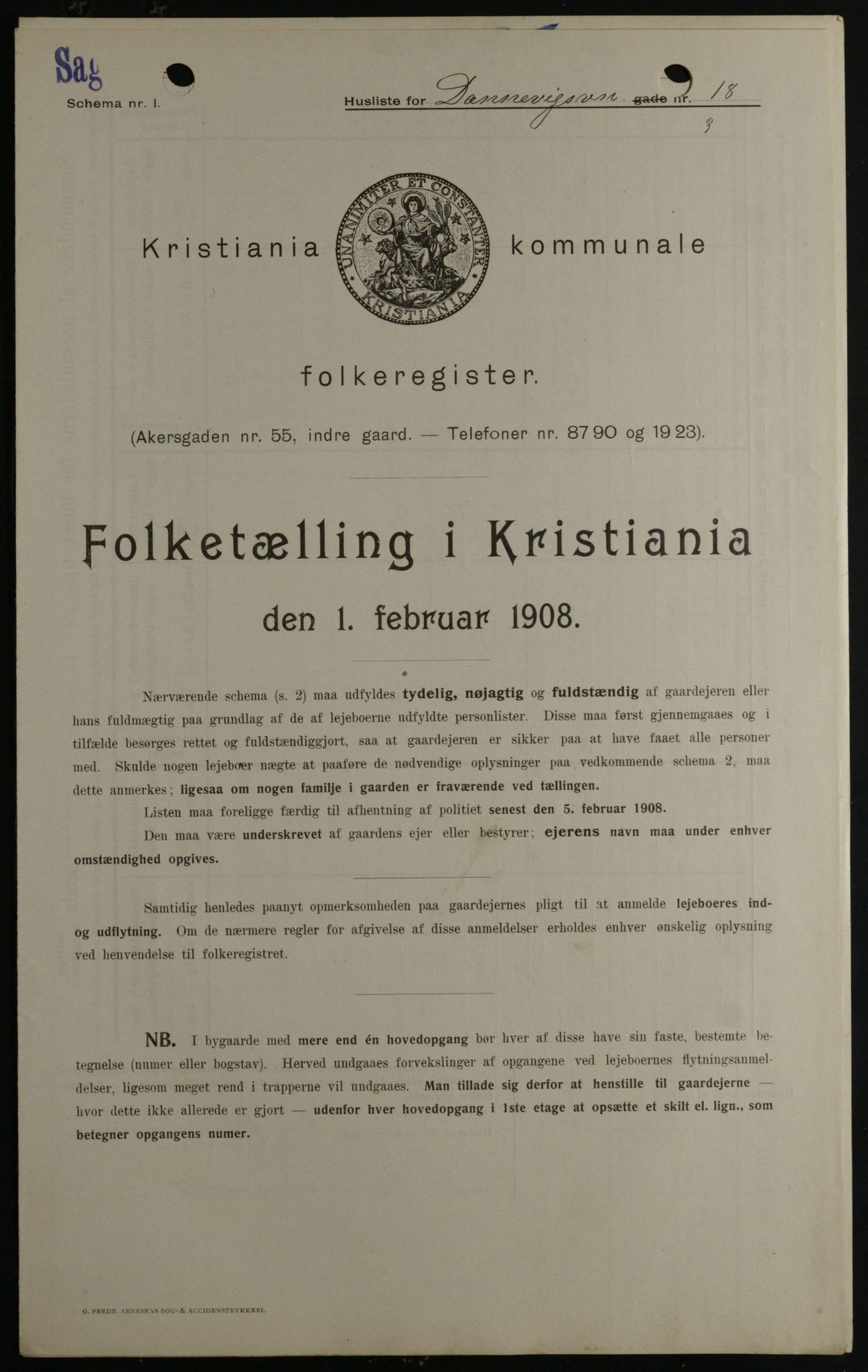 OBA, Kommunal folketelling 1.2.1908 for Kristiania kjøpstad, 1908, s. 14314