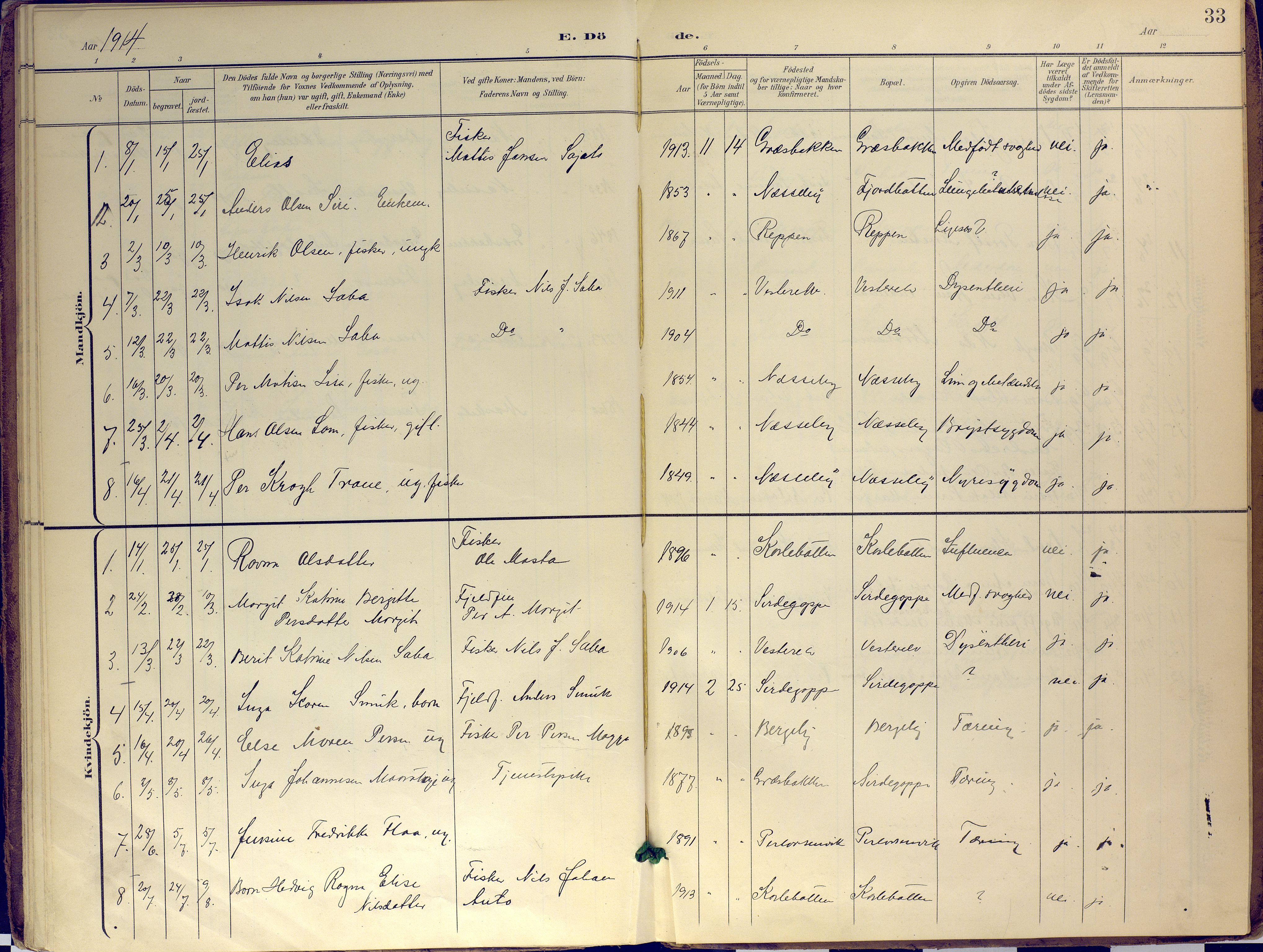 Nesseby sokneprestkontor, AV/SATØ-S-1330/H/Ha/L0007kirke: Ministerialbok nr. 7, 1898-1921, s. 33