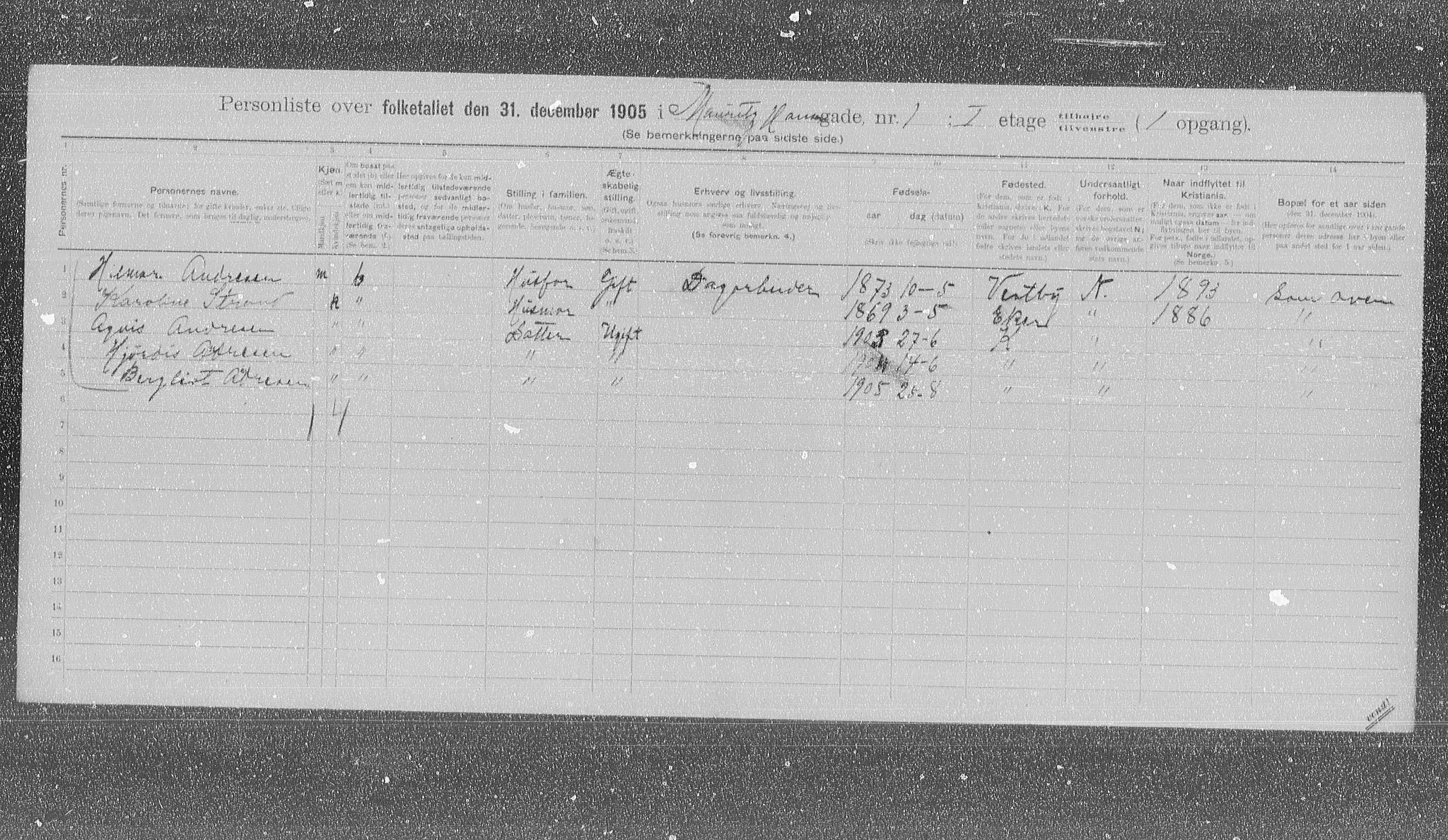 OBA, Kommunal folketelling 31.12.1905 for Kristiania kjøpstad, 1905, s. 34047