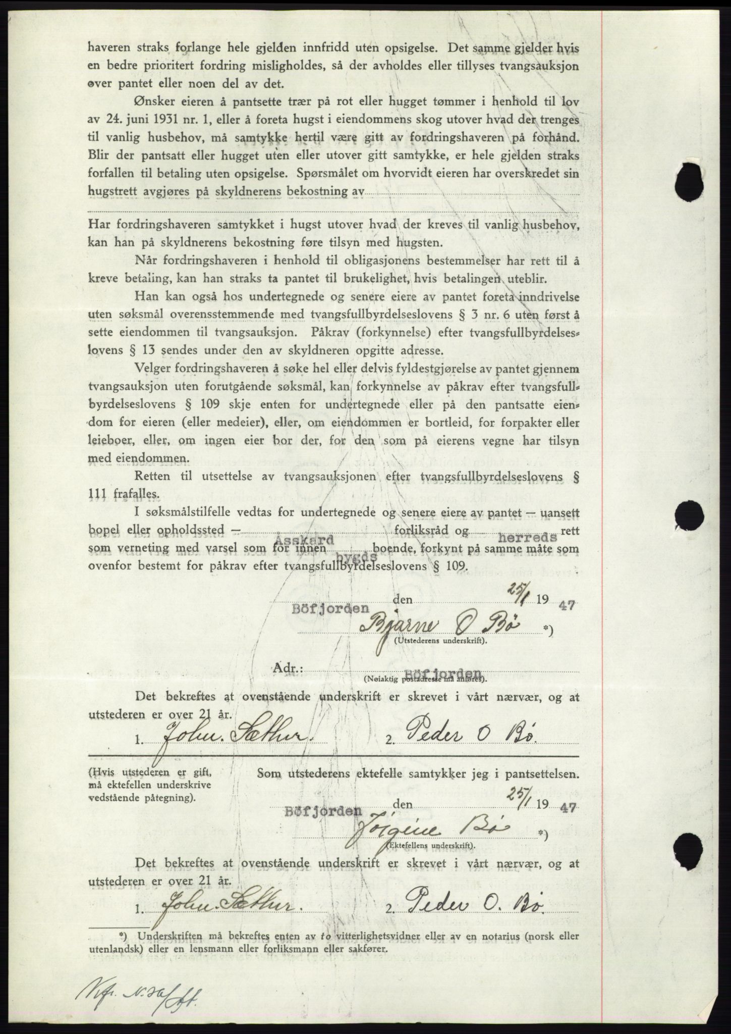 Nordmøre sorenskriveri, AV/SAT-A-4132/1/2/2Ca: Pantebok nr. B95, 1946-1947, Dagboknr: 287/1947