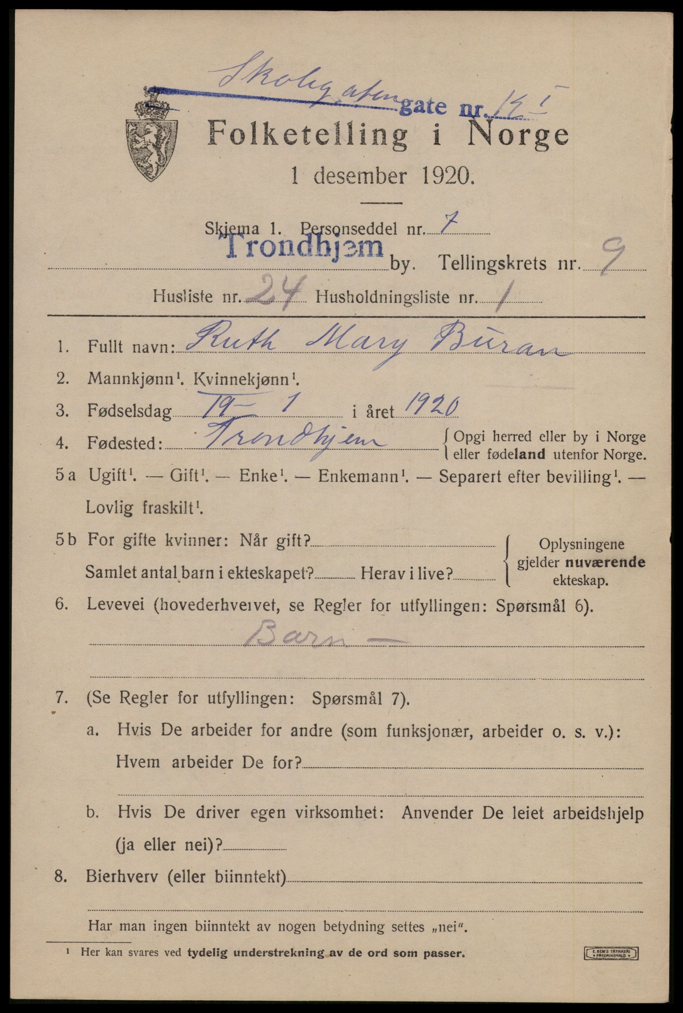 SAT, Folketelling 1920 for 1601 Trondheim kjøpstad, 1920, s. 44530