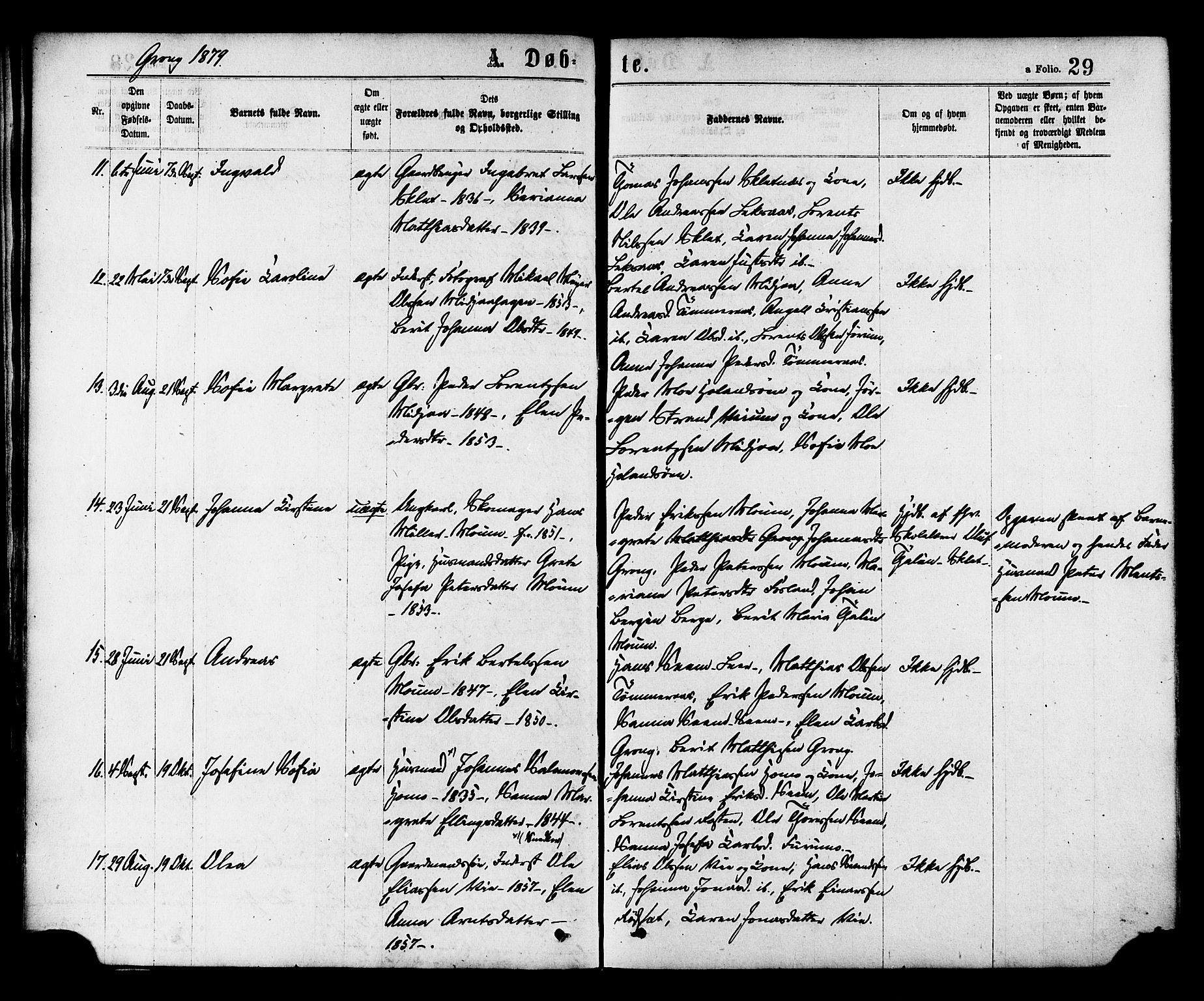 Ministerialprotokoller, klokkerbøker og fødselsregistre - Nord-Trøndelag, SAT/A-1458/758/L0516: Ministerialbok nr. 758A03 /1, 1869-1879, s. 29