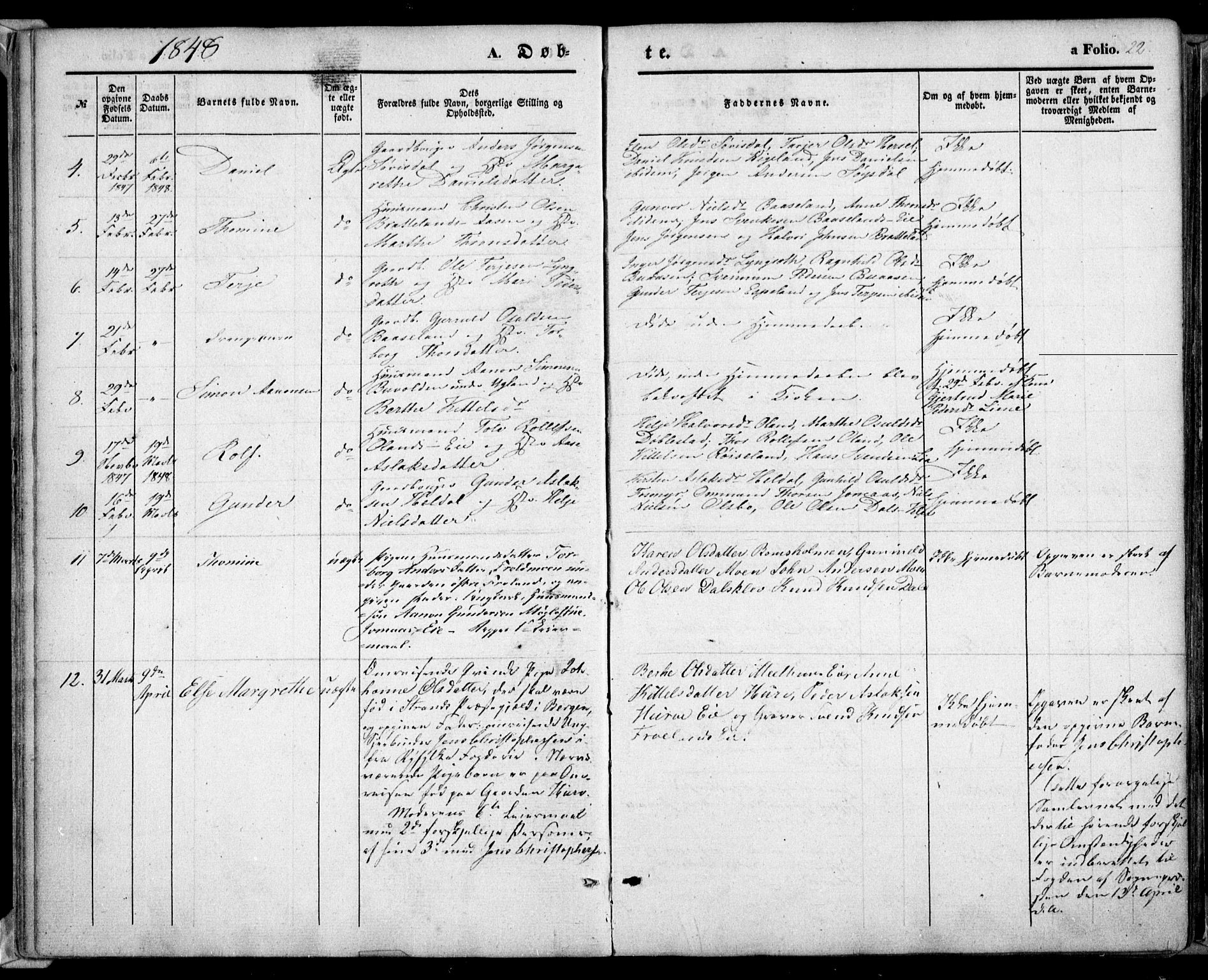 Froland sokneprestkontor, AV/SAK-1111-0013/F/Fa/L0002: Ministerialbok nr. A 2, 1845-1863, s. 22