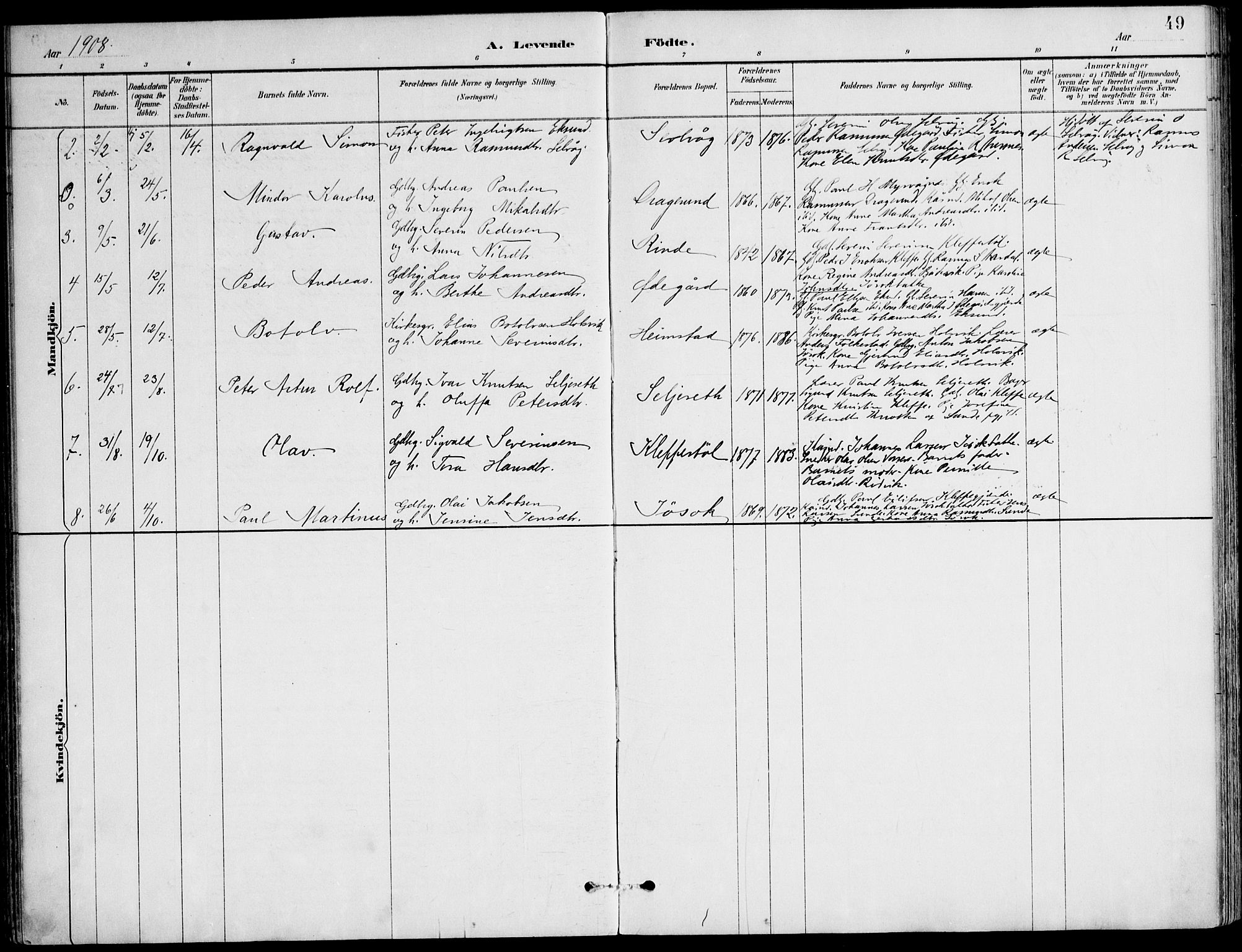 Ministerialprotokoller, klokkerbøker og fødselsregistre - Møre og Romsdal, AV/SAT-A-1454/508/L0095: Ministerialbok nr. 508A02, 1887-1920, s. 49