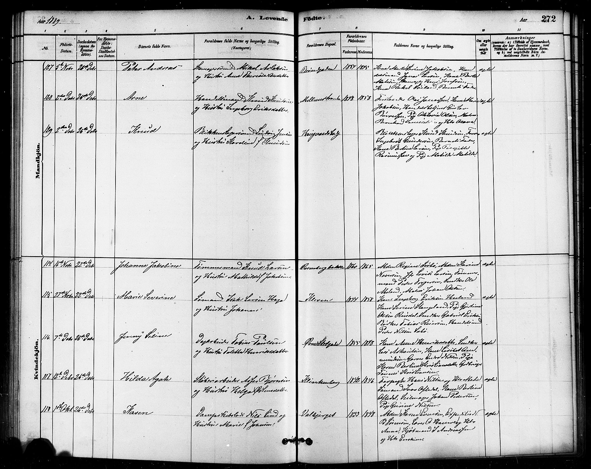 Domkirken sokneprestkontor, SAST/A-101812/001/30/30BB/L0015: Klokkerbok nr. B 15, 1880-1891, s. 272