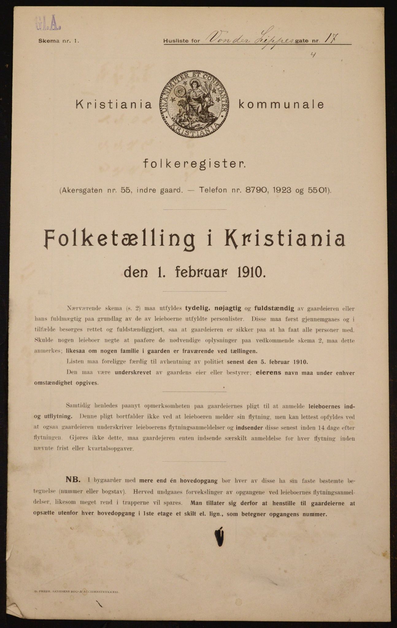 OBA, Kommunal folketelling 1.2.1910 for Kristiania, 1910, s. 118882