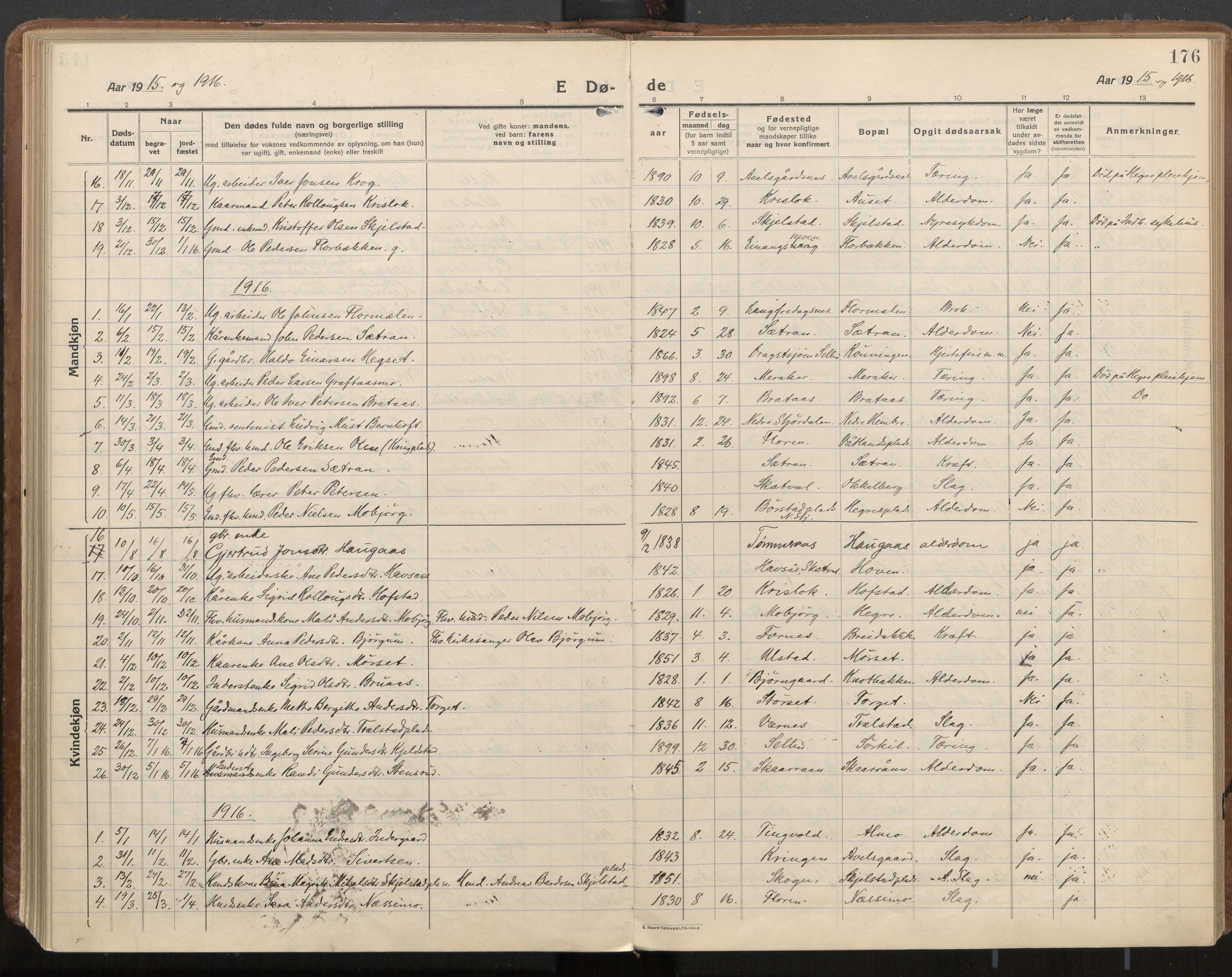 Ministerialprotokoller, klokkerbøker og fødselsregistre - Nord-Trøndelag, AV/SAT-A-1458/703/L0037: Ministerialbok nr. 703A10, 1915-1932, s. 176