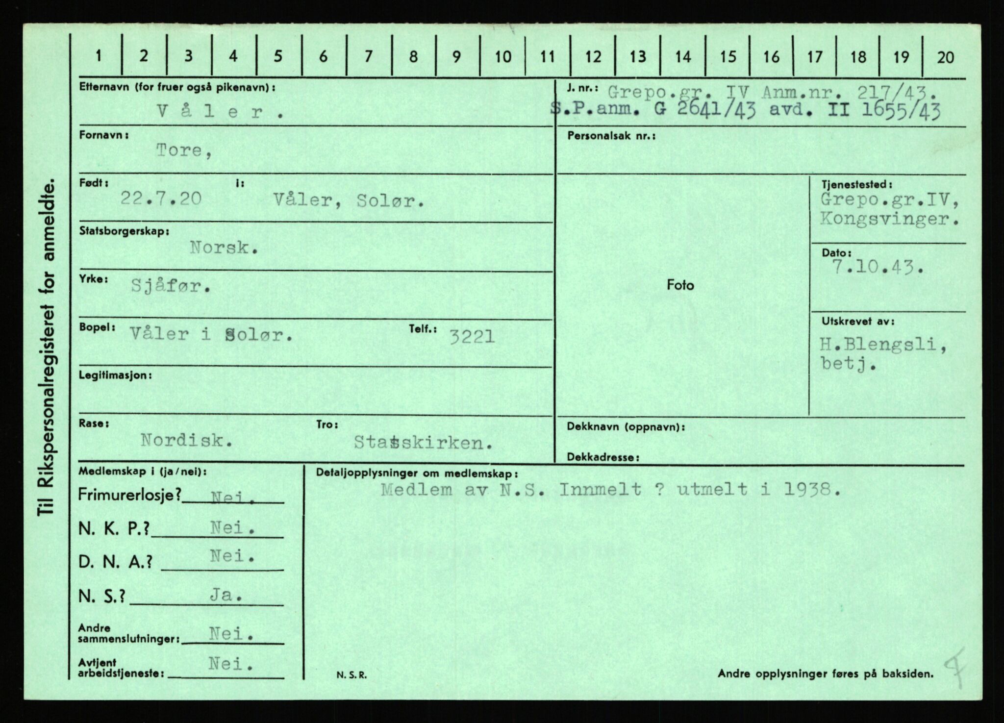 Statspolitiet - Hovedkontoret / Osloavdelingen, AV/RA-S-1329/C/Ca/L0016: Uberg - Øystese, 1943-1945, s. 469