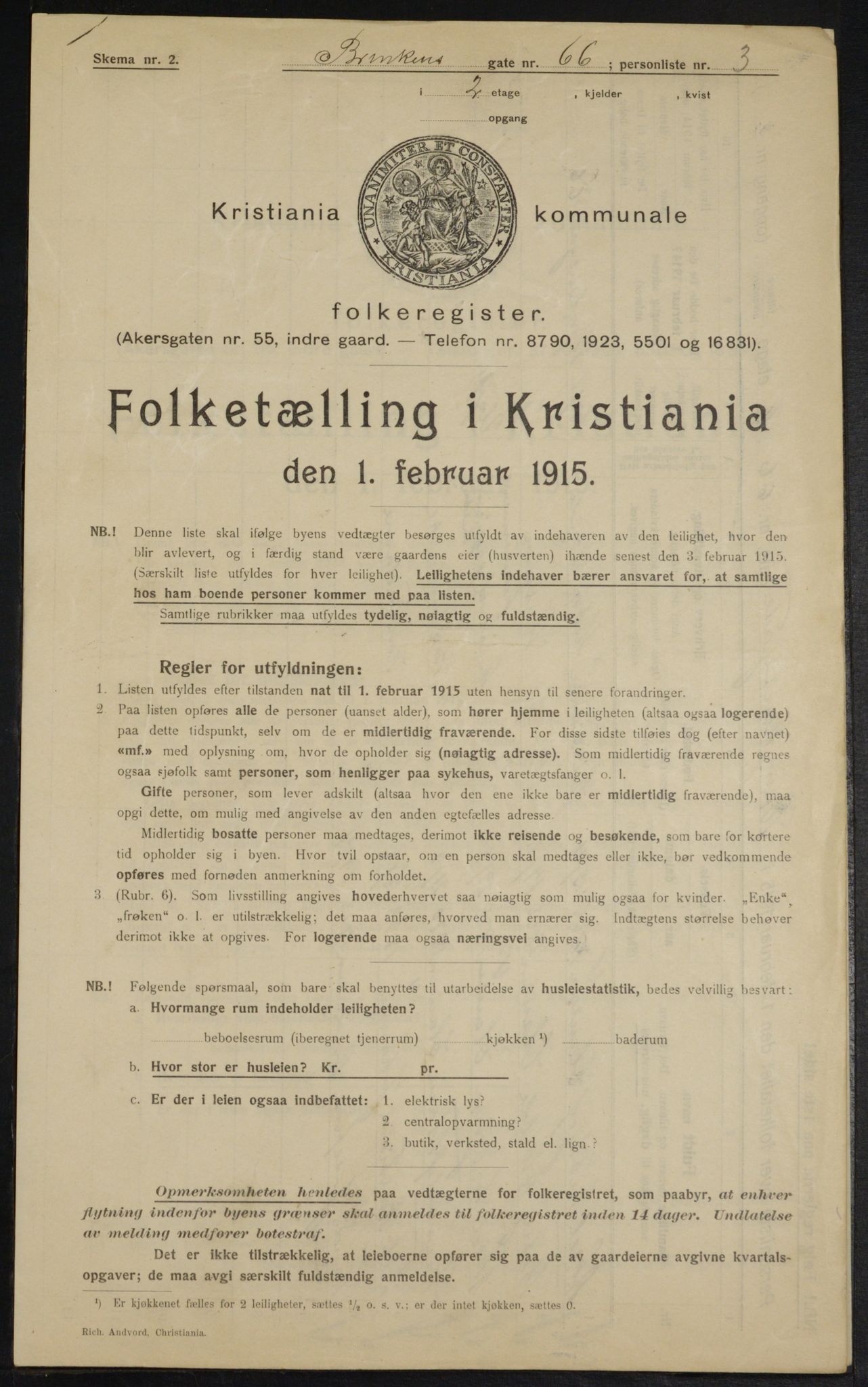 OBA, Kommunal folketelling 1.2.1915 for Kristiania, 1915, s. 9070