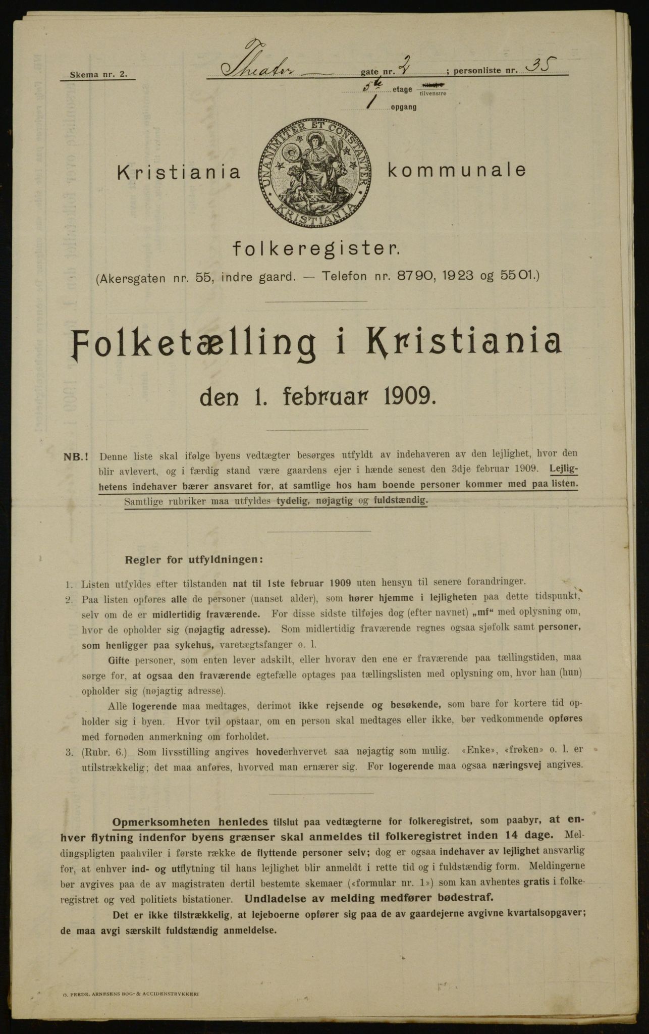 OBA, Kommunal folketelling 1.2.1909 for Kristiania kjøpstad, 1909, s. 96979