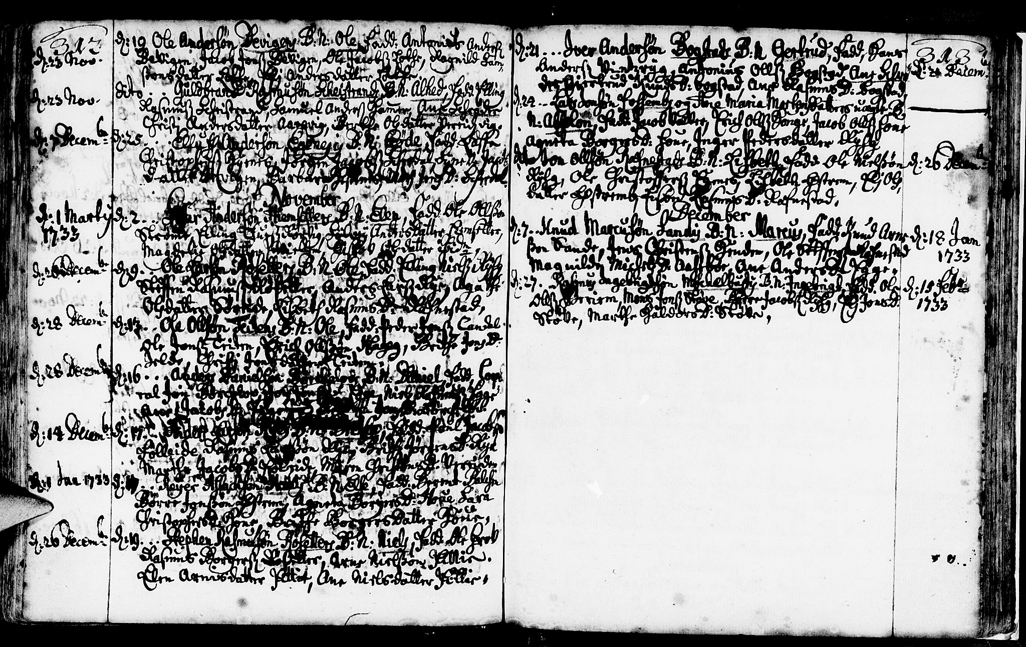 Gloppen sokneprestembete, AV/SAB-A-80101/H/Haa/Haaa/L0002: Ministerialbok nr. A 2, 1712-1735, s. 312-313