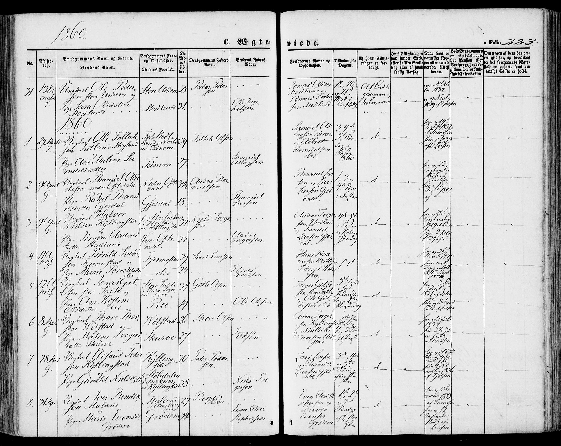 Lye sokneprestkontor, SAST/A-101794/001/30BA/L0007: Ministerialbok nr. A 6, 1856-1871, s. 223