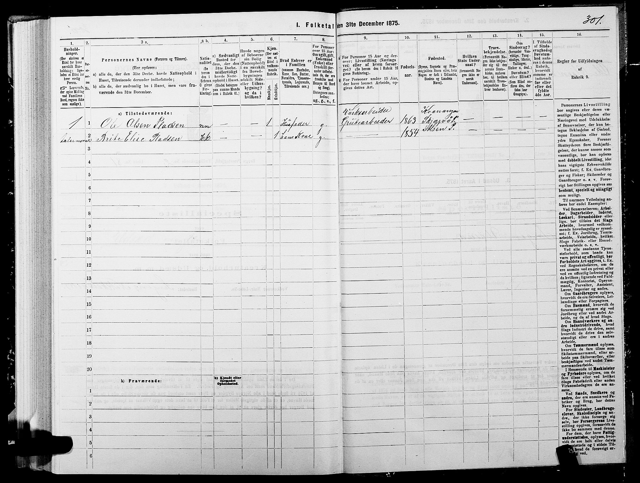 SATØ, Folketelling 1875 for 1929P Berg prestegjeld, 1875, s. 1301