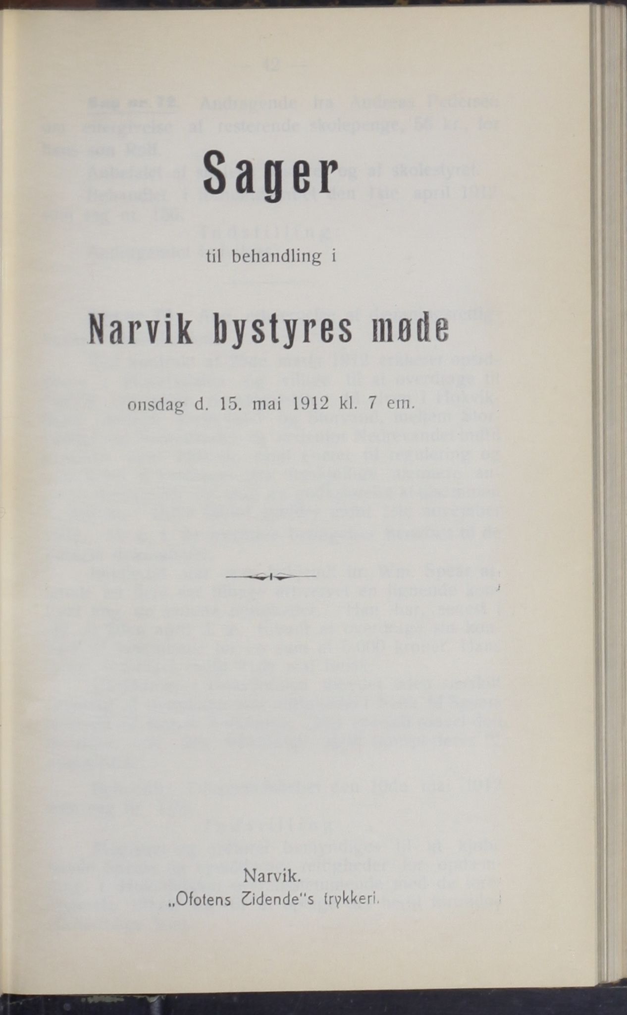 Narvik kommune. Formannskap , AIN/K-18050.150/A/Ab/L0002: Møtebok, 1912
