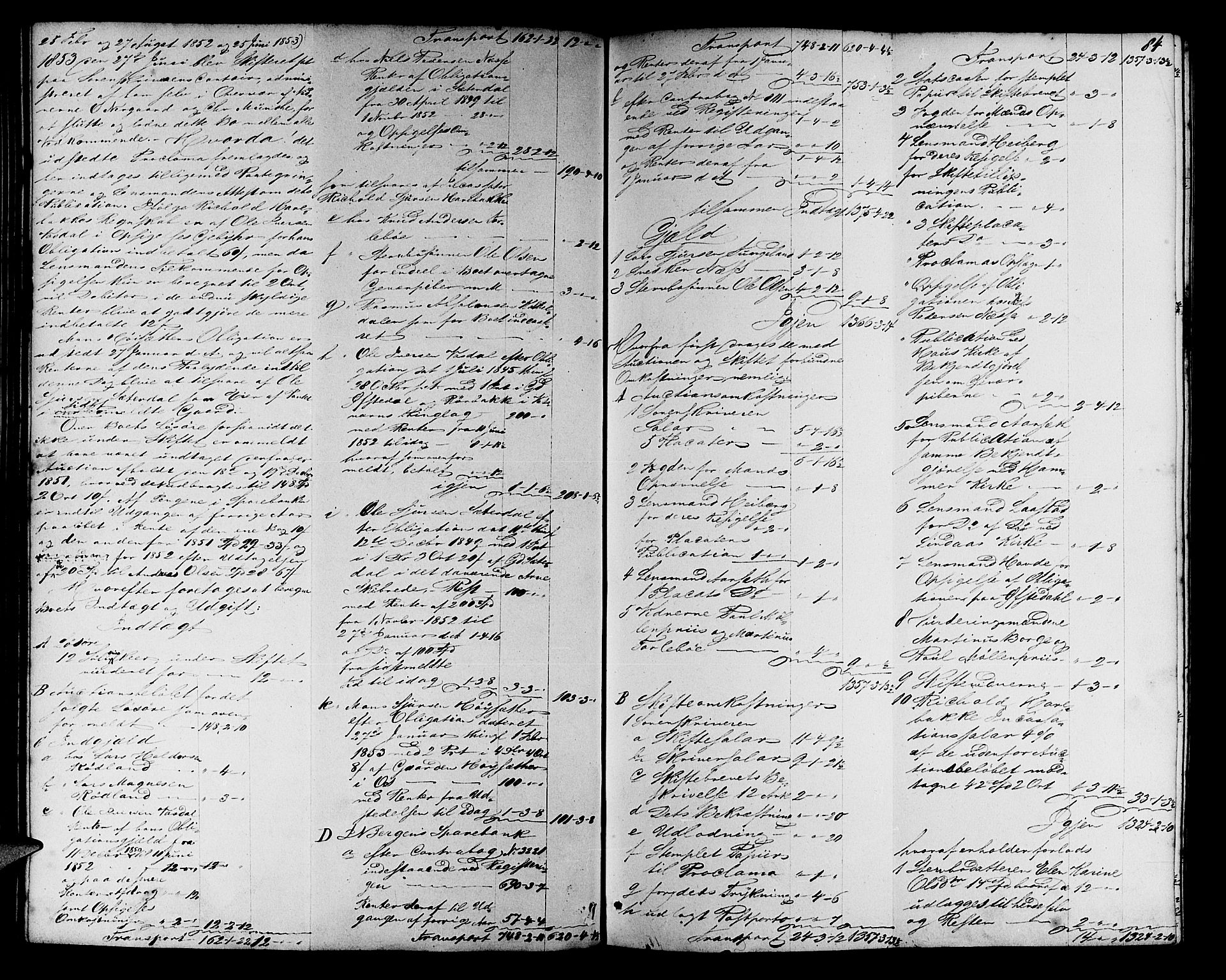 Midhordland sorenskriveri, AV/SAB-A-3001/1/H/Hd/L0002: Skifteutlodningsprotokoll, 1851-1857, s. 83b-84a