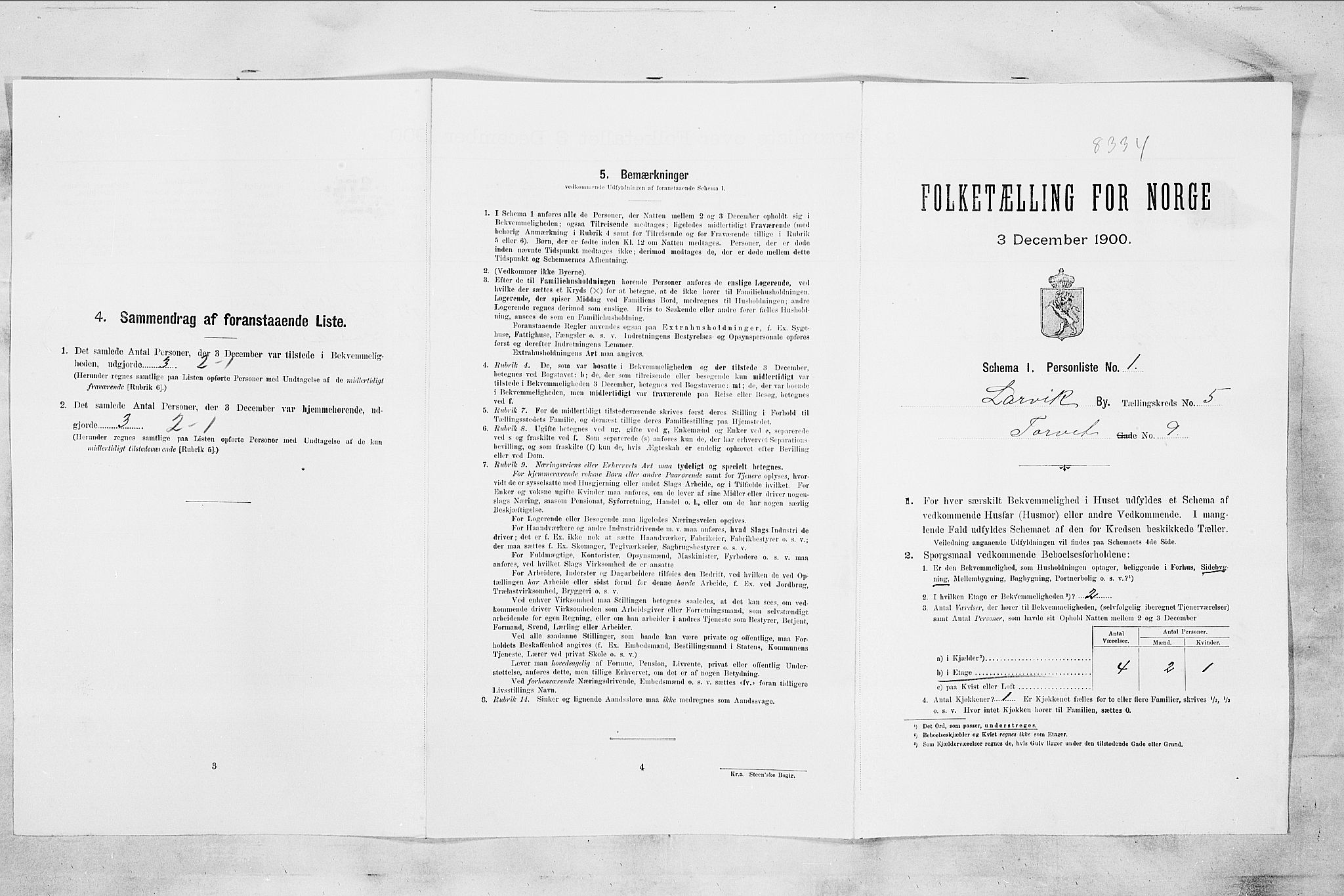 RA, Folketelling 1900 for 0707 Larvik kjøpstad, 1900, s. 539