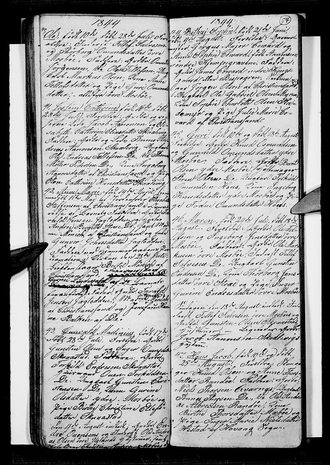 Oddernes sokneprestkontor, AV/SAK-1111-0033/F/Fb/Fba/L0004: Klokkerbok nr. B 4, 1837-1846, s. 54