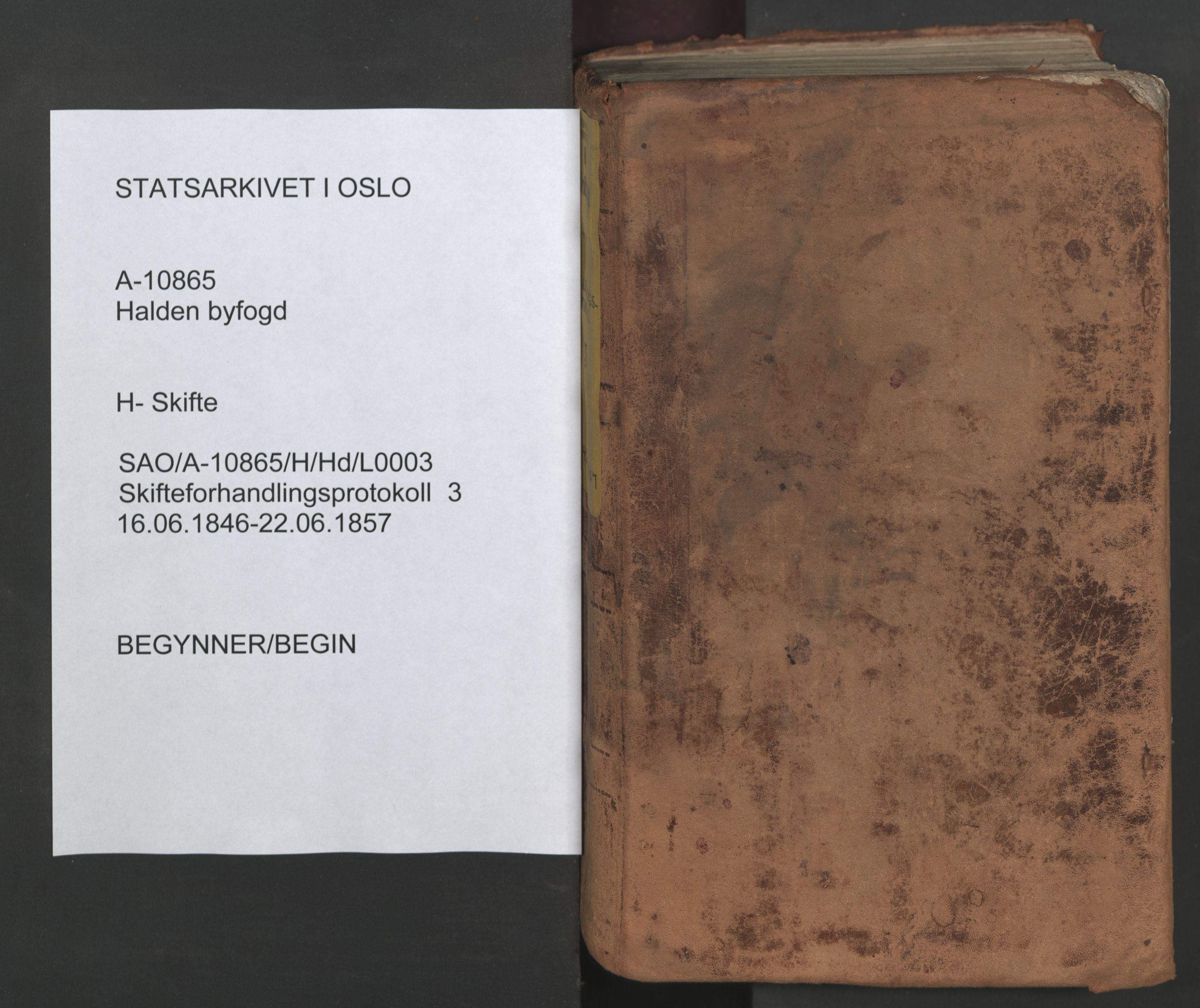 Halden byfogd, SAO/A-10865/H/Hd/L0003: Skifteforhandlingsprotokoll, 1846-1857