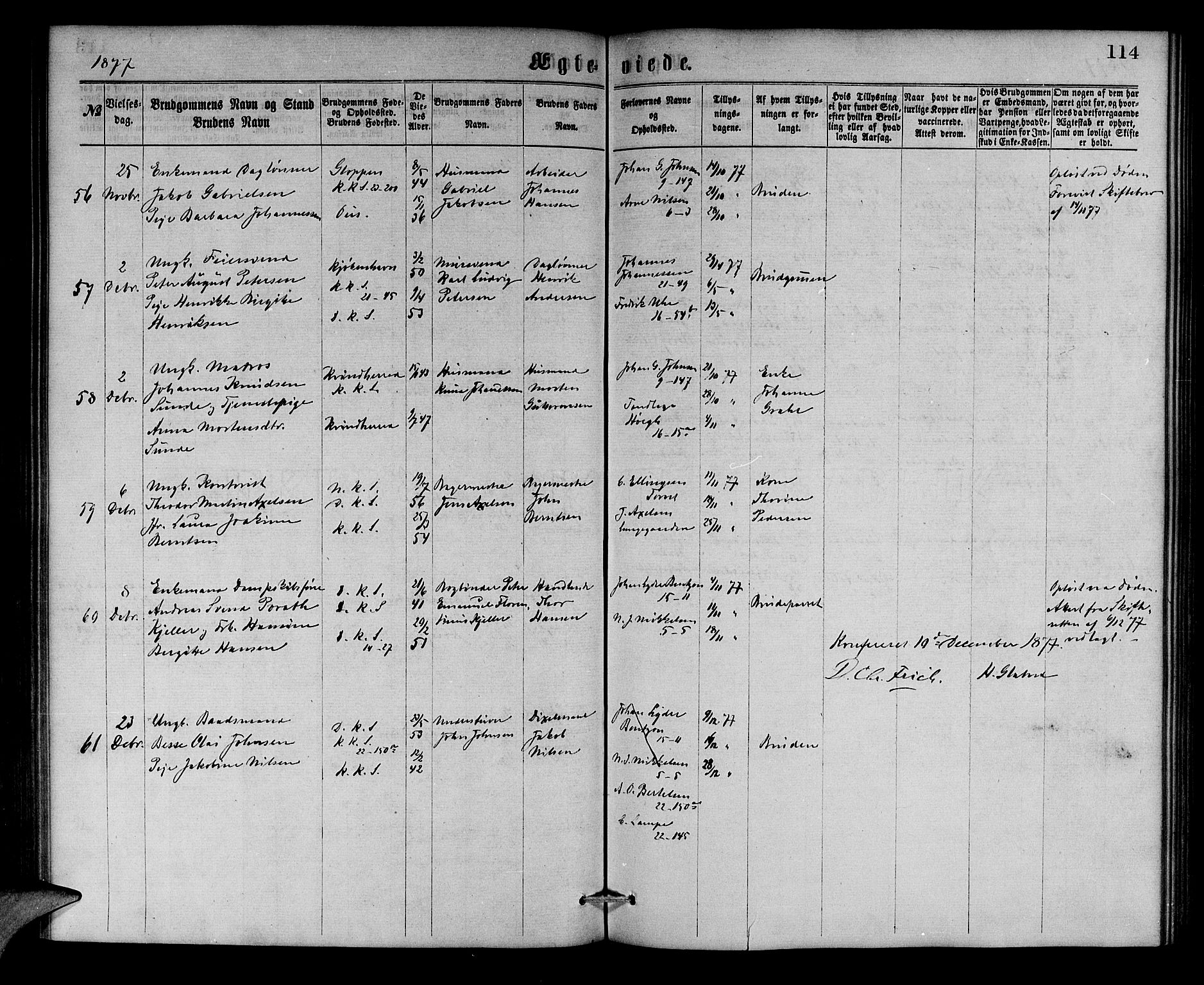 Korskirken sokneprestembete, AV/SAB-A-76101/H/Hab: Klokkerbok nr. D 2, 1867-1886, s. 114