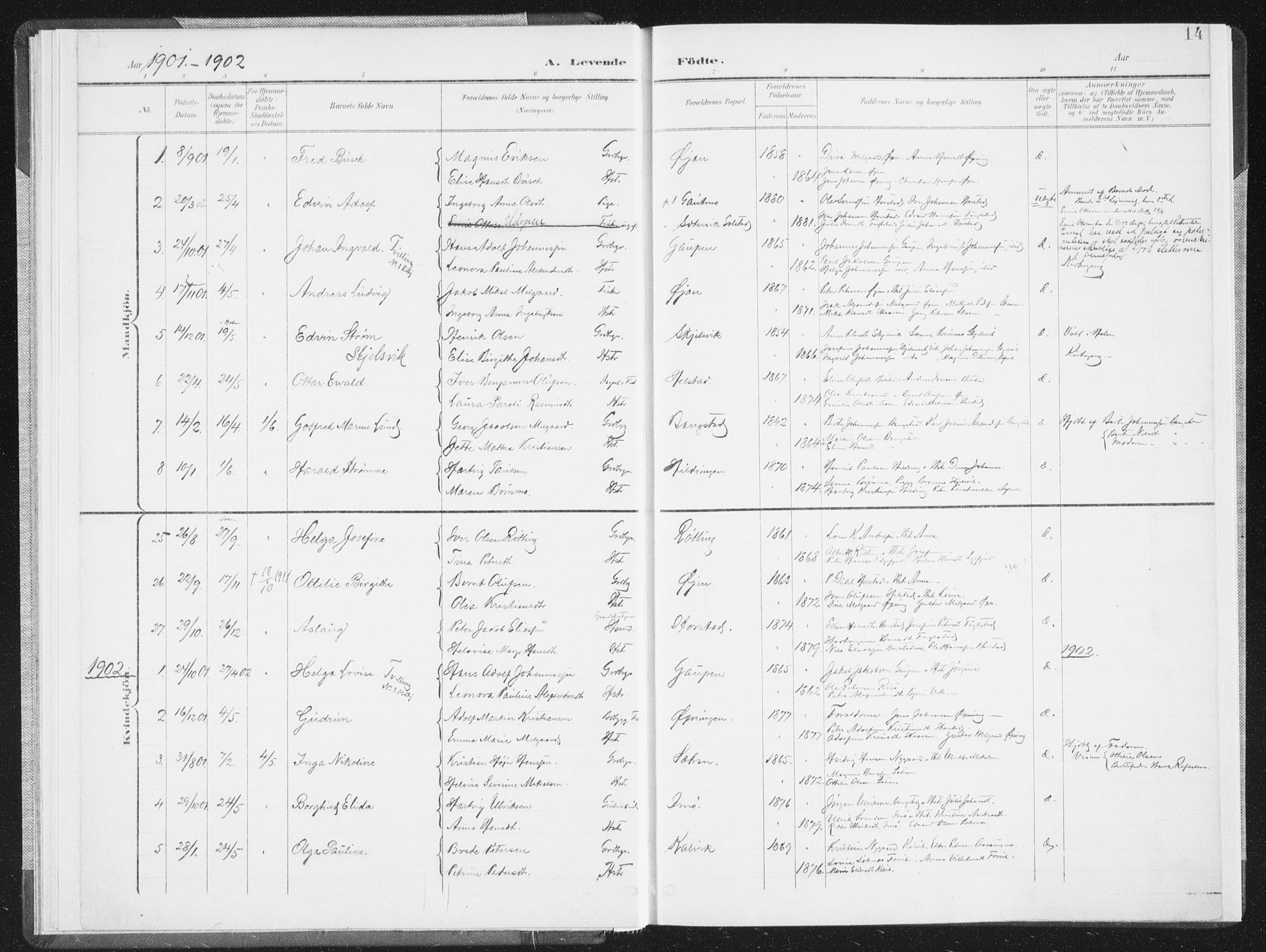 Ministerialprotokoller, klokkerbøker og fødselsregistre - Nordland, SAT/A-1459/810/L0153: Ministerialbok nr. 810A12, 1899-1914, s. 14