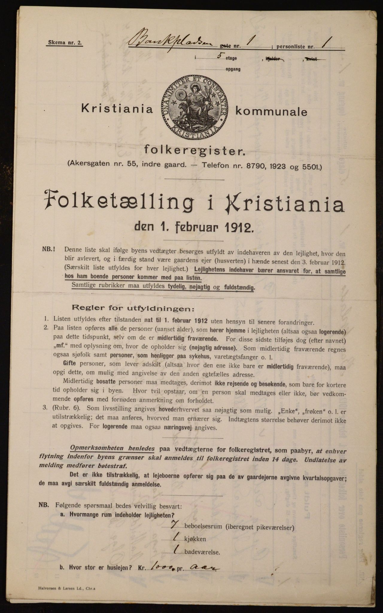 OBA, Kommunal folketelling 1.2.1912 for Kristiania, 1912, s. 3230