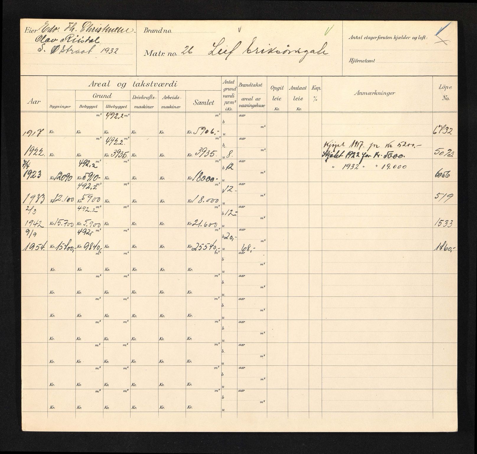 Stavanger kommune. Skattetakstvesenet, BYST/A-0440/F/Fa/Faa/L0028/0004: Skattetakstkort / Leiv Eriksons gate 24 - Leigvollsgata - Leikebakken - Leiv Leas vei 11