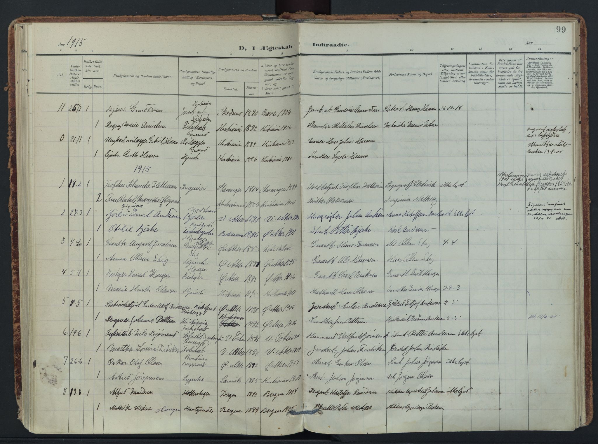 Østre Aker prestekontor Kirkebøker, AV/SAO-A-10840/F/Fb/L0001: Ministerialbok nr. II 1, 1906-1931, s. 99