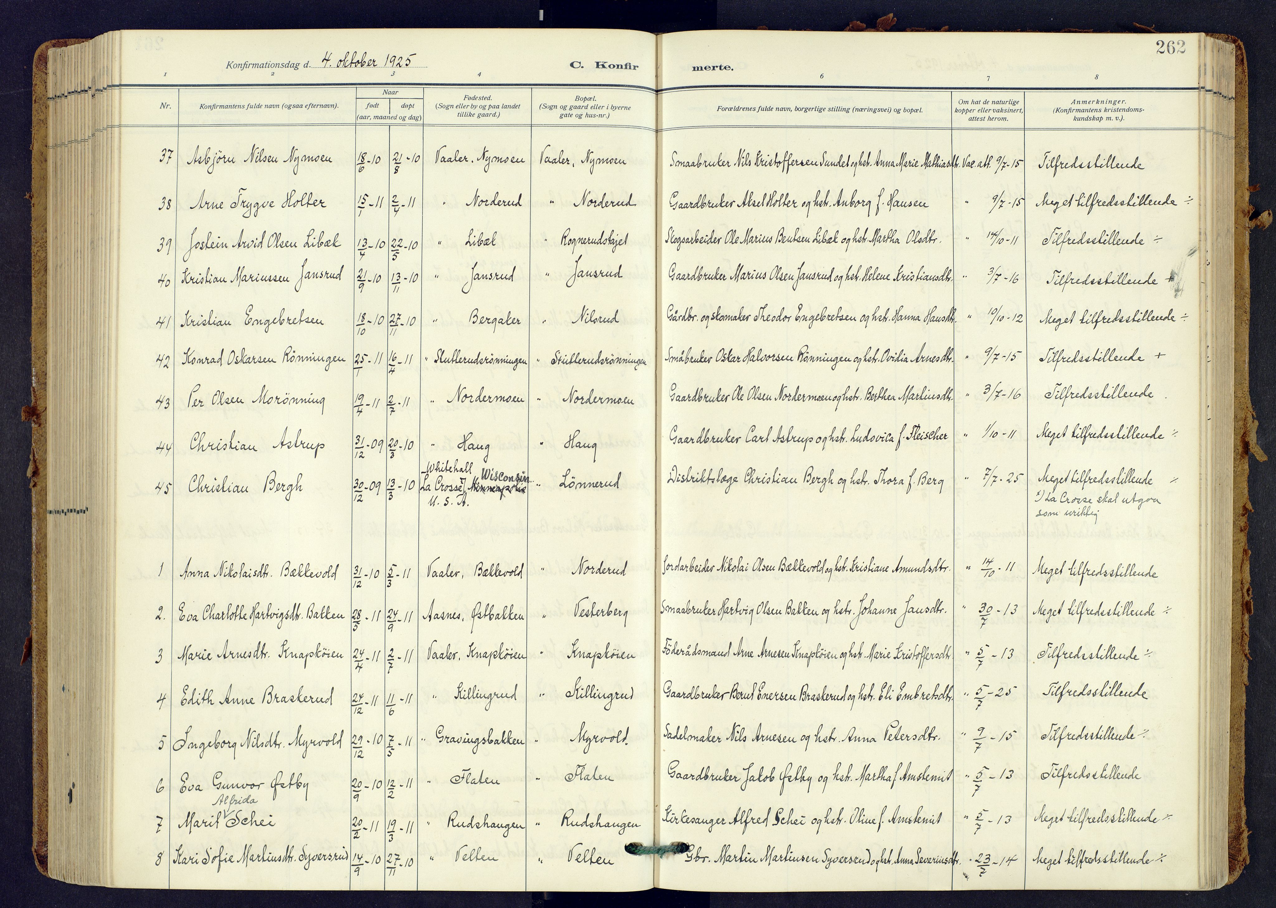 Våler prestekontor, Hedmark, AV/SAH-PREST-040/H/Ha/Haa/L0009: Ministerialbok nr. 9, 1912-1940, s. 262