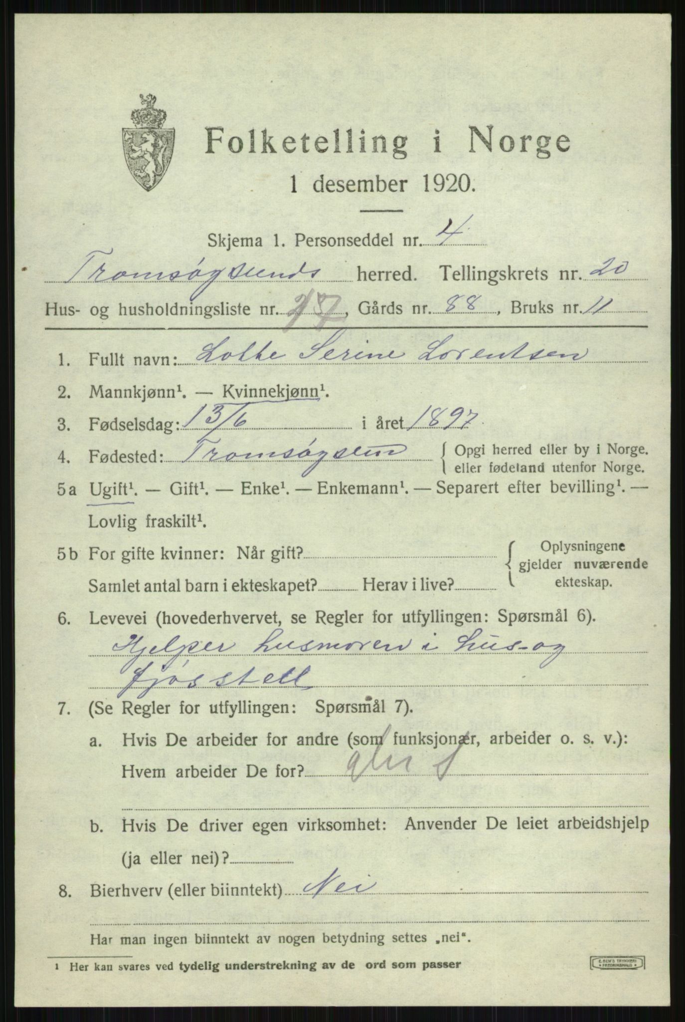 SATØ, Folketelling 1920 for 1934 Tromsøysund herred, 1920, s. 10810