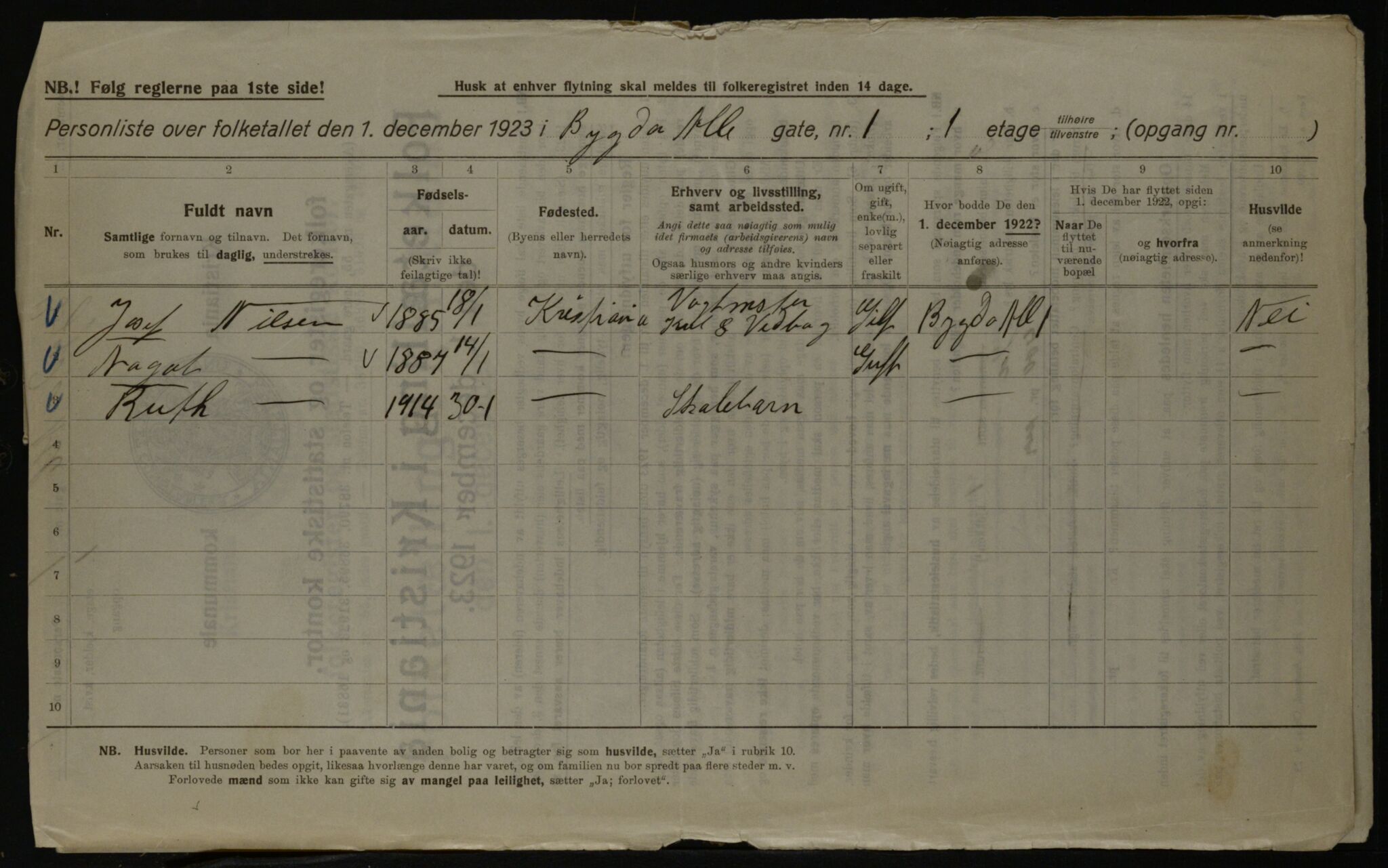 OBA, Kommunal folketelling 1.12.1923 for Kristiania, 1923, s. 11150