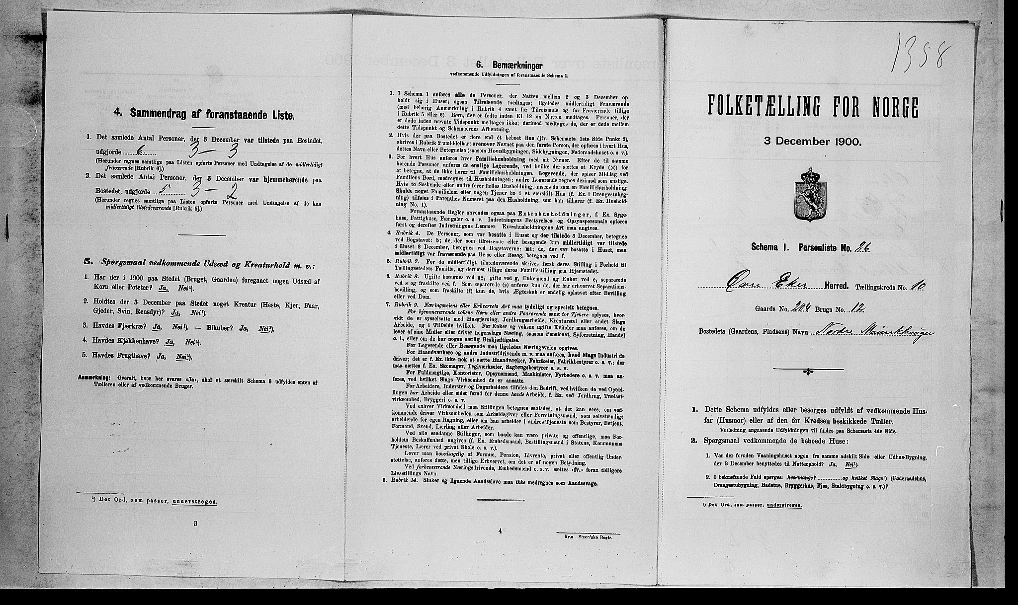 RA, Folketelling 1900 for 0624 Øvre Eiker herred, 1900, s. 1875