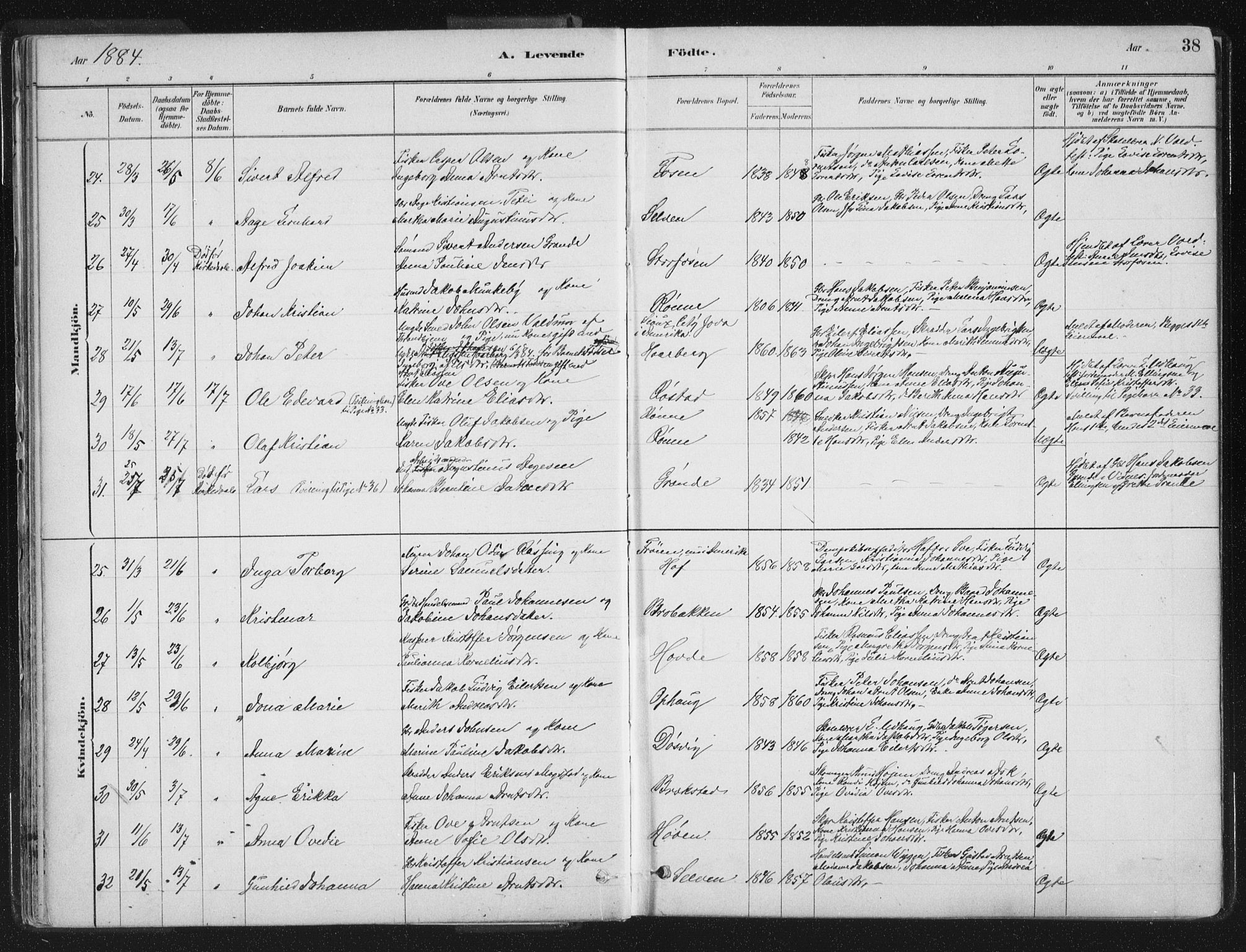 Ministerialprotokoller, klokkerbøker og fødselsregistre - Sør-Trøndelag, SAT/A-1456/659/L0739: Ministerialbok nr. 659A09, 1879-1893, s. 38