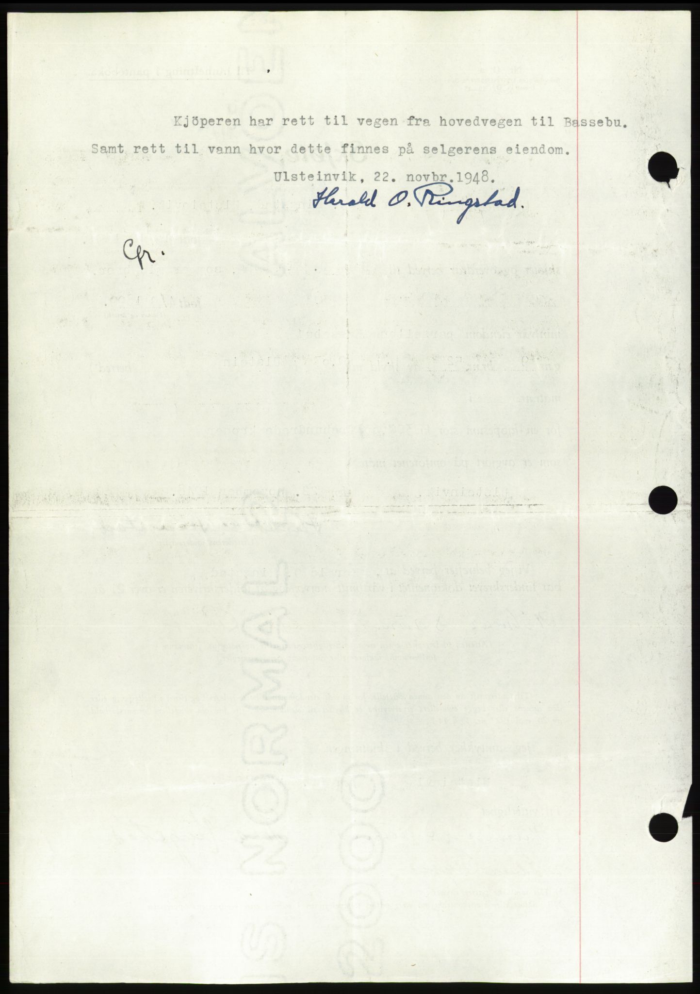 Søre Sunnmøre sorenskriveri, AV/SAT-A-4122/1/2/2C/L0083: Pantebok nr. 9A, 1948-1949, Dagboknr: 1695/1948
