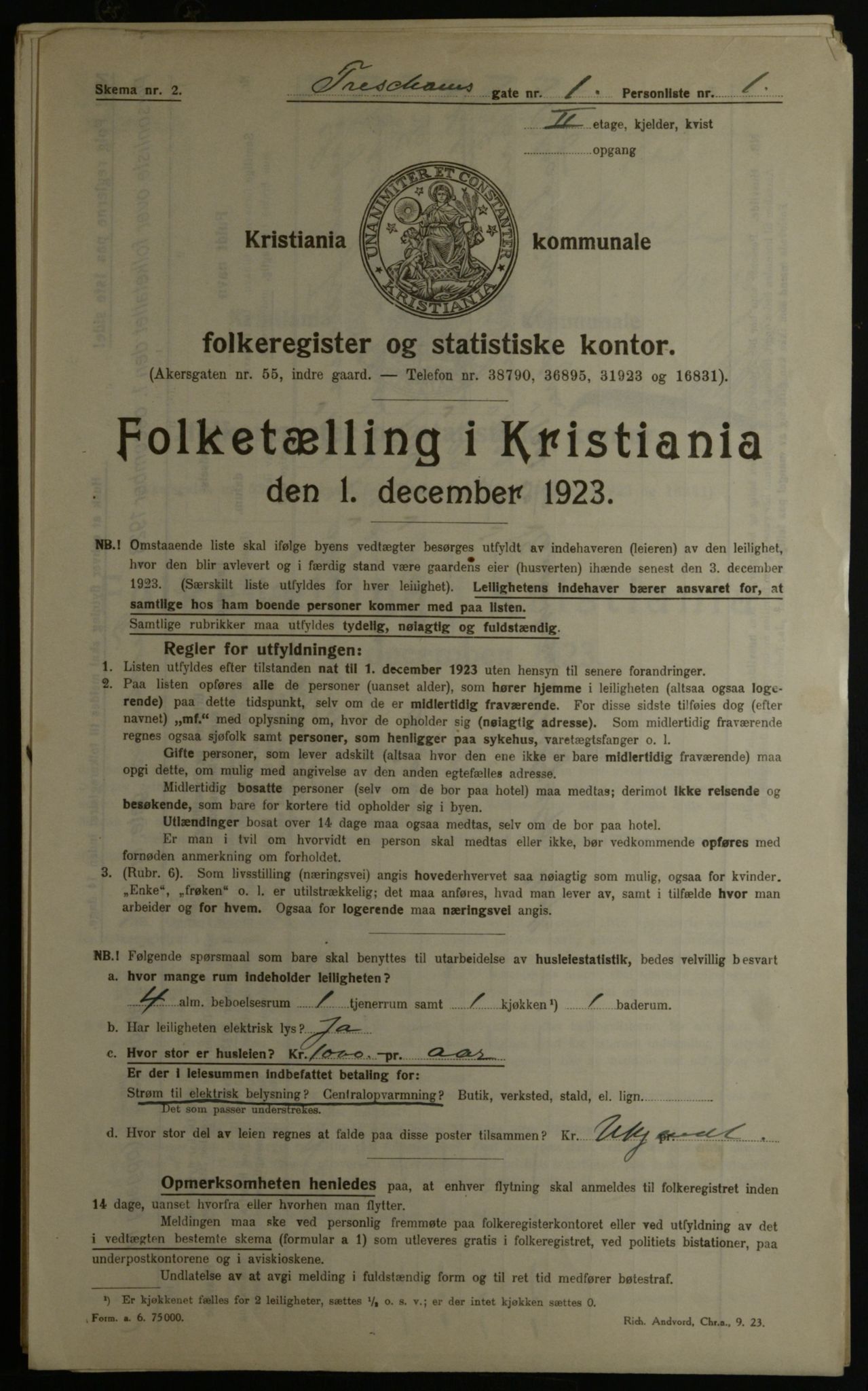 OBA, Kommunal folketelling 1.12.1923 for Kristiania, 1923, s. 127331