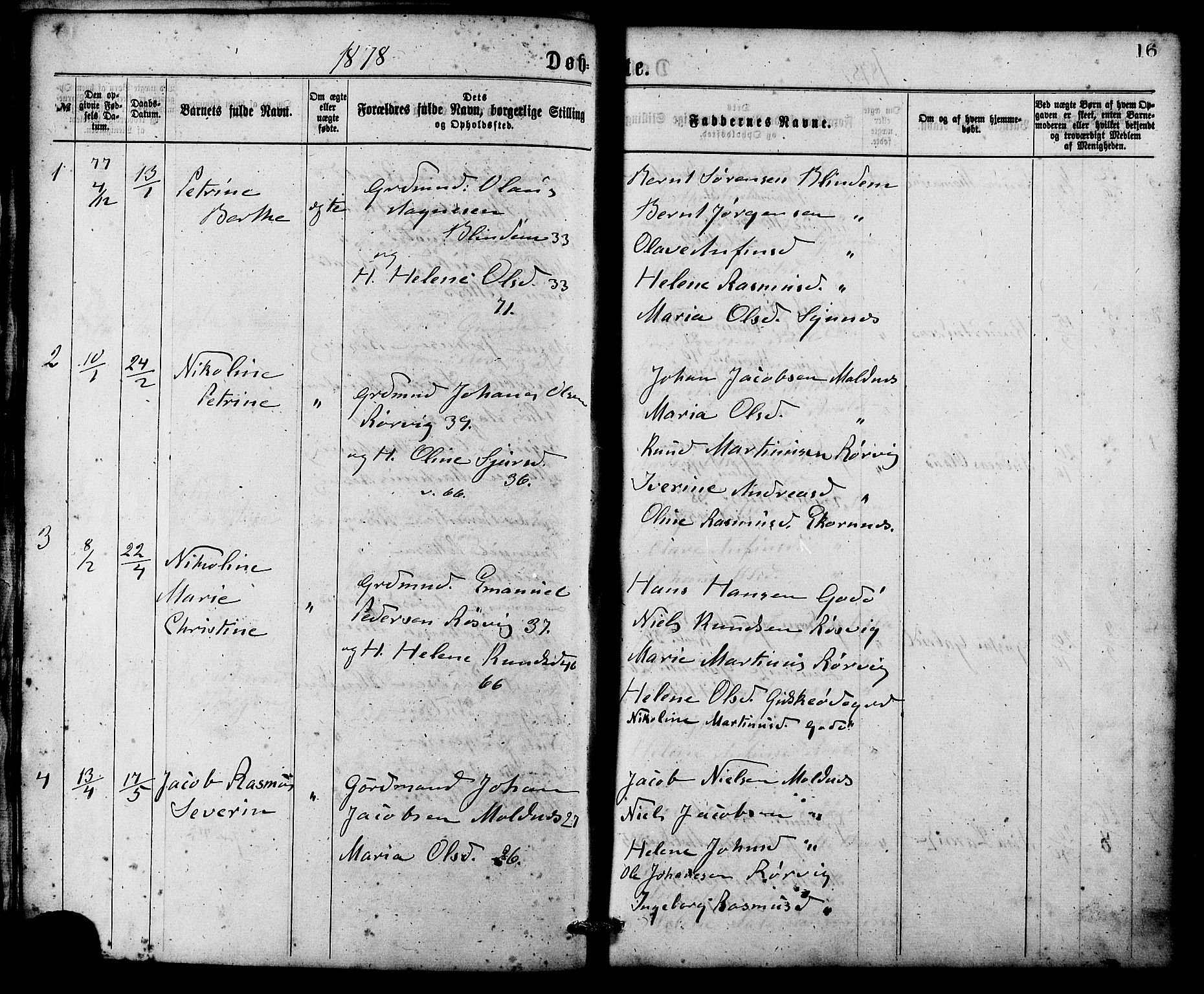 Ministerialprotokoller, klokkerbøker og fødselsregistre - Møre og Romsdal, AV/SAT-A-1454/537/L0519: Ministerialbok nr. 537A03, 1876-1889, s. 16
