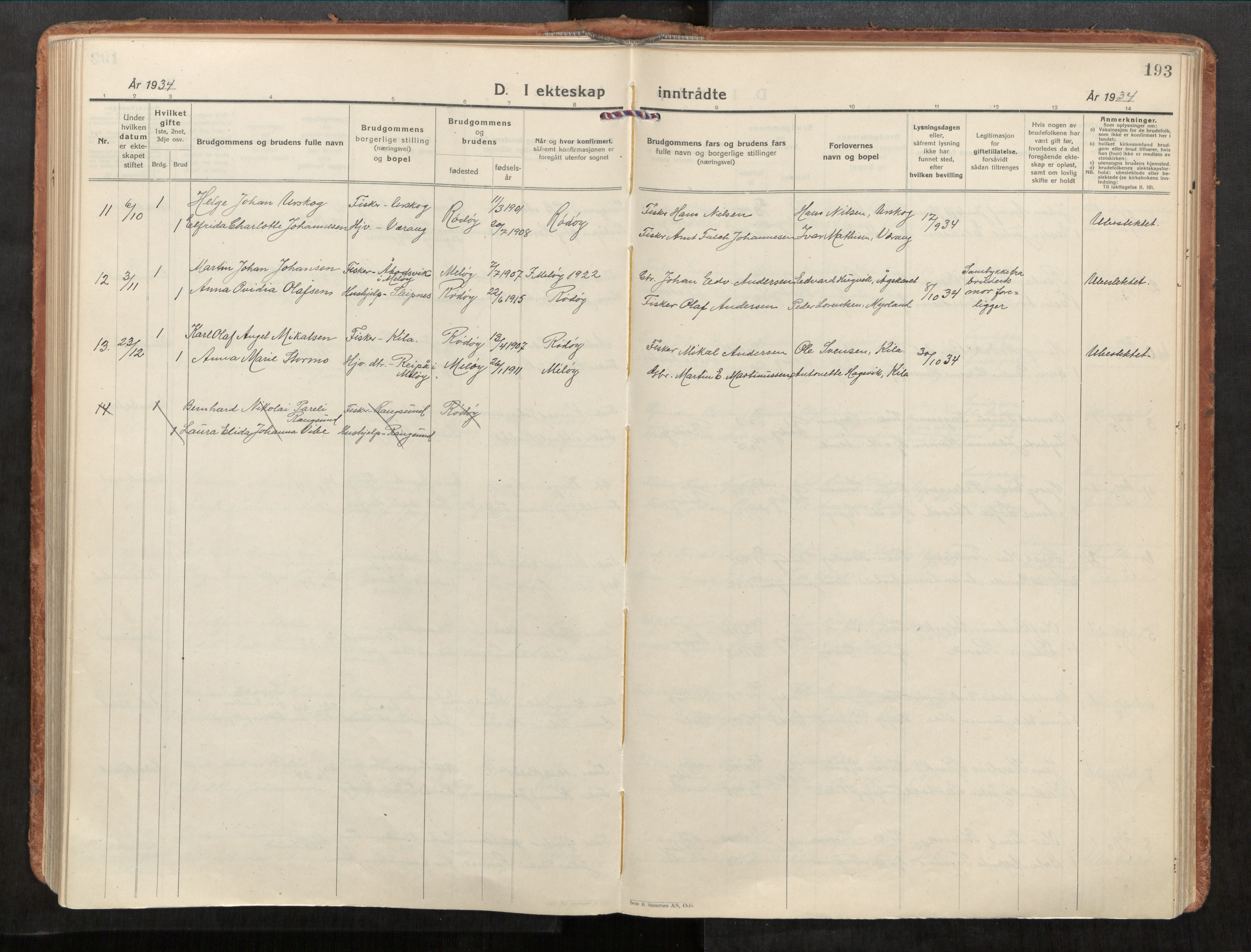 Rødøy sokneprestkontor, AV/SAT-A-4397/2/H/Ha/Haa/L0001: Ministerialbok nr. 1, 1926-1941, s. 193