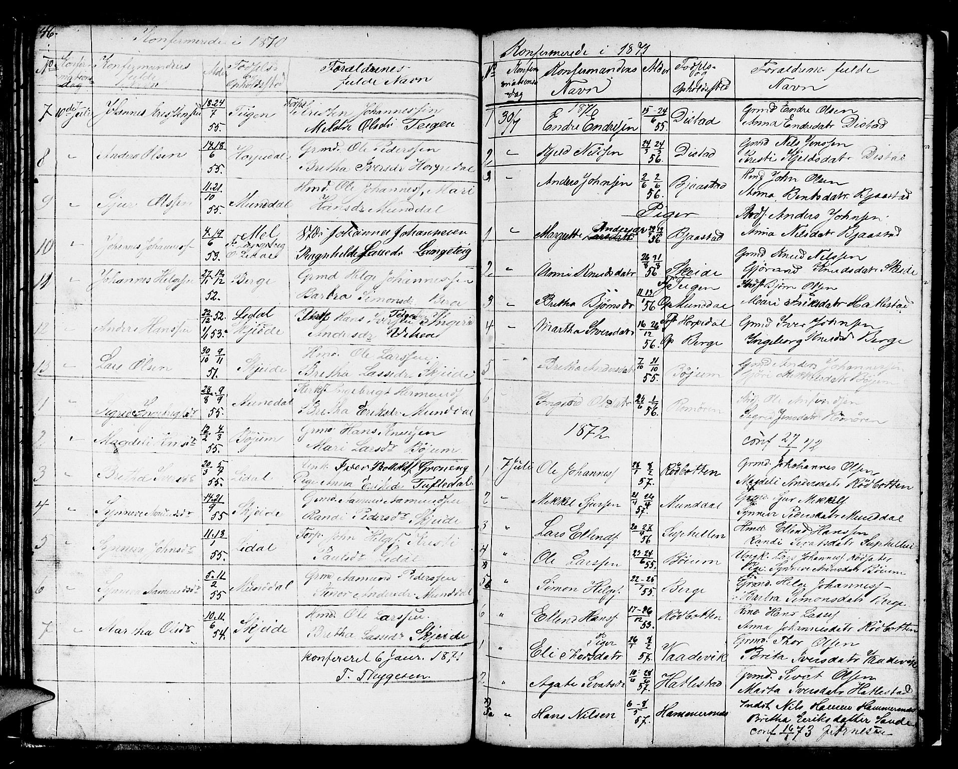 Balestrand sokneprestembete, AV/SAB-A-79601/H/Hab/Habb/L0001: Klokkerbok nr. B 1, 1853-1879, s. 46
