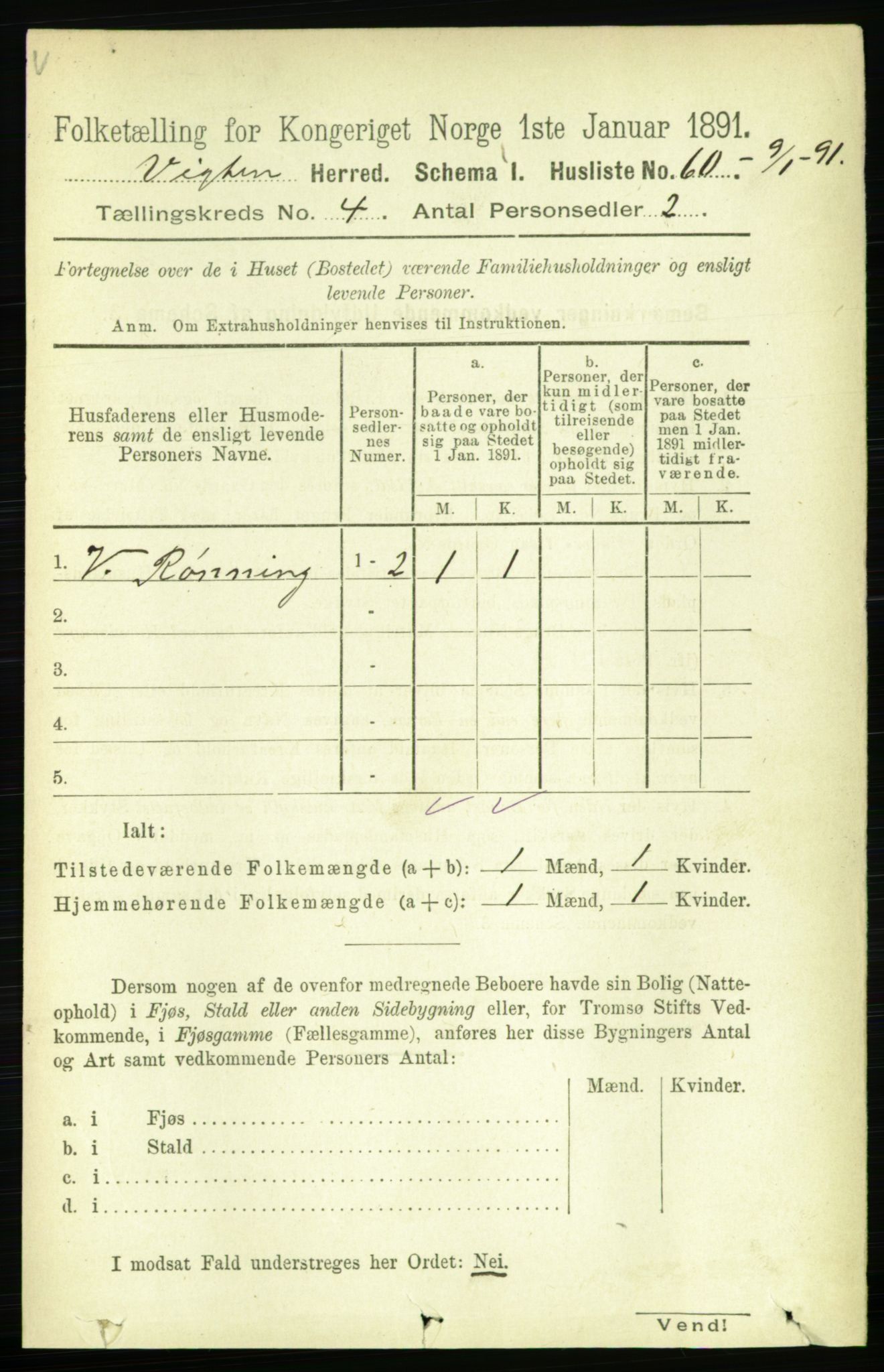 RA, Folketelling 1891 for 1750 Vikna herred, 1891, s. 2303