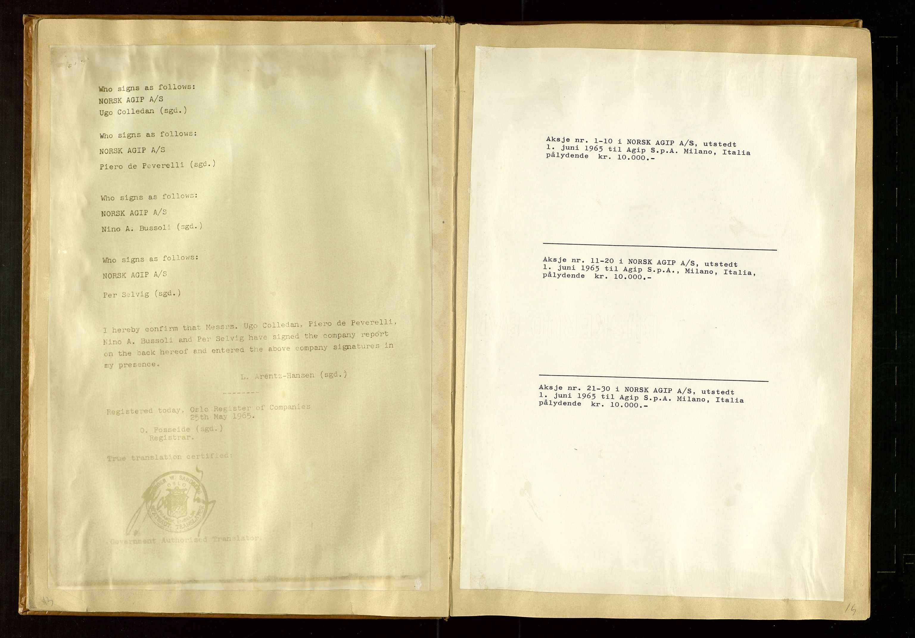 Pa 1583 - Norsk Agip AS, AV/SAST-A-102138/A/Aa/L0001: General assembly and Board of Directors meeting minutes, 1965-1990, s. 13-14