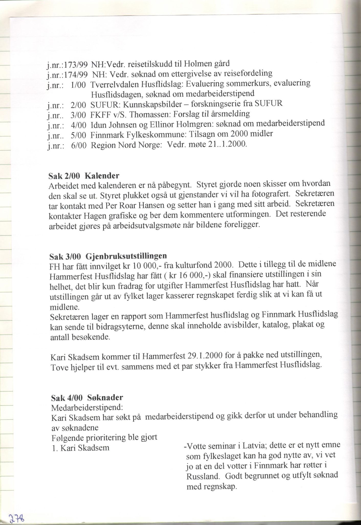 Finnmark Husflidslag, FMFB/A-1134/A/L0004: Møtebok, 1995-2000, s. 284