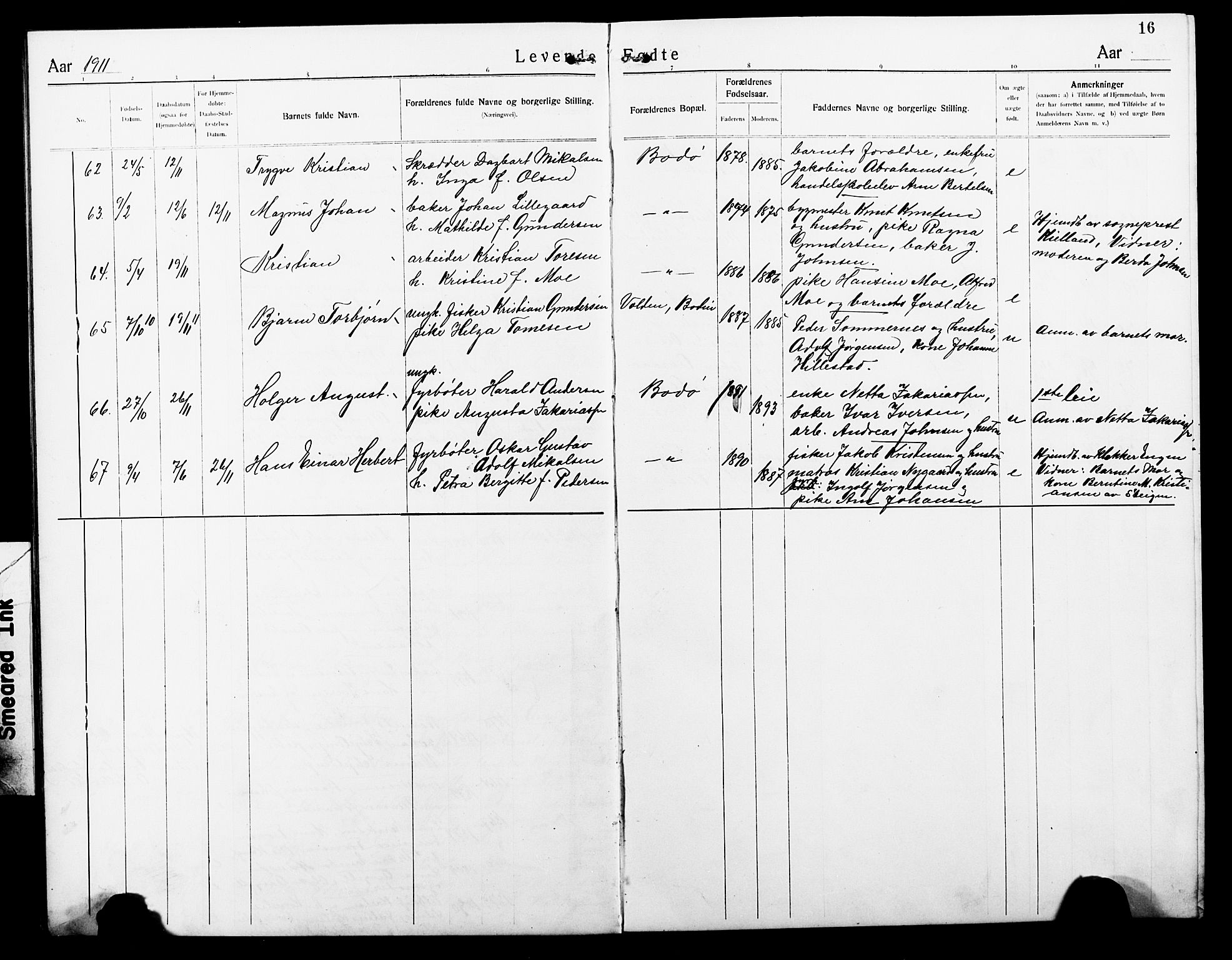 Ministerialprotokoller, klokkerbøker og fødselsregistre - Nordland, AV/SAT-A-1459/801/L0034: Klokkerbok nr. 801C09, 1910-1922, s. 16