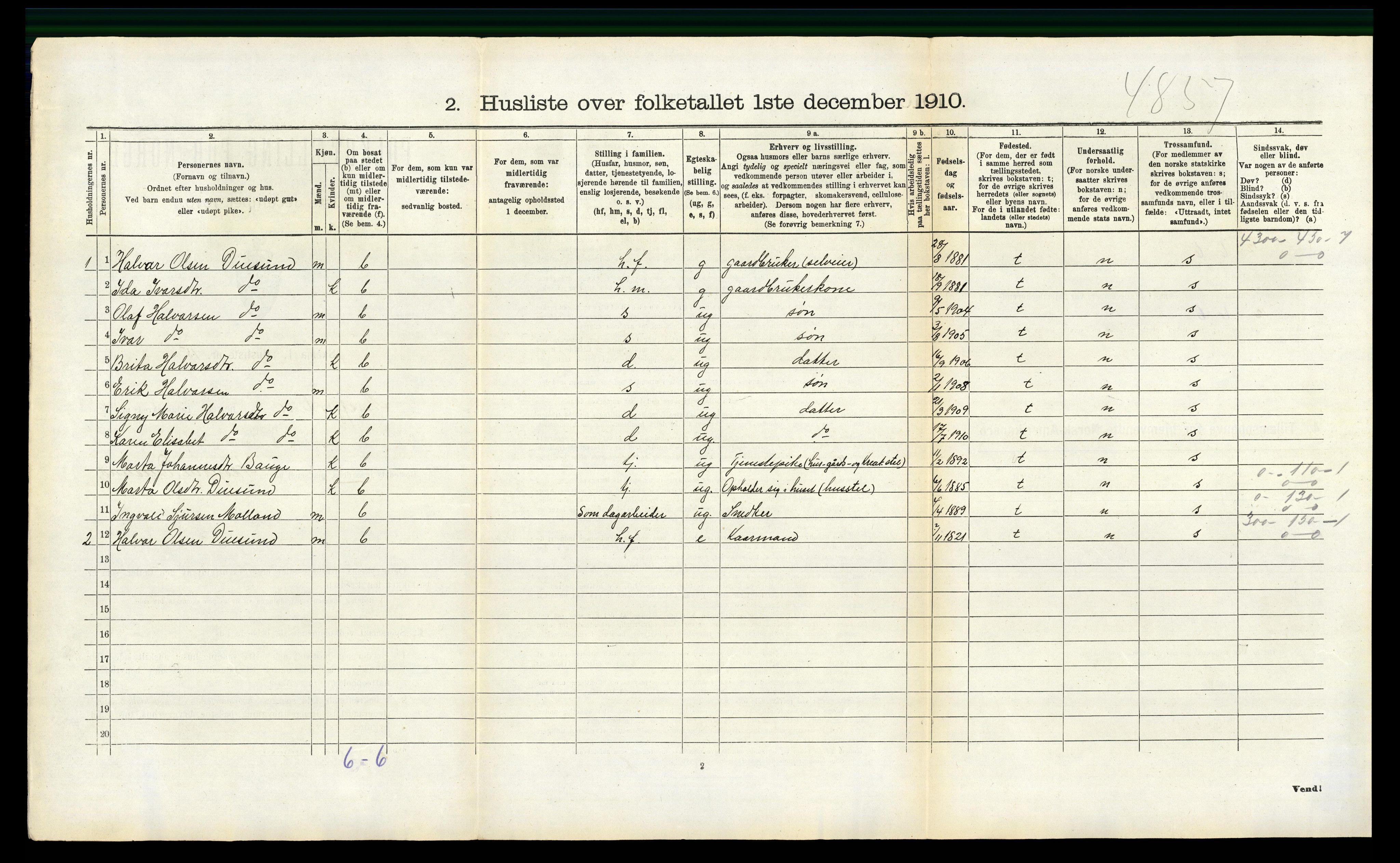 RA, Folketelling 1910 for 1266 Masfjorden herred, 1910, s. 279