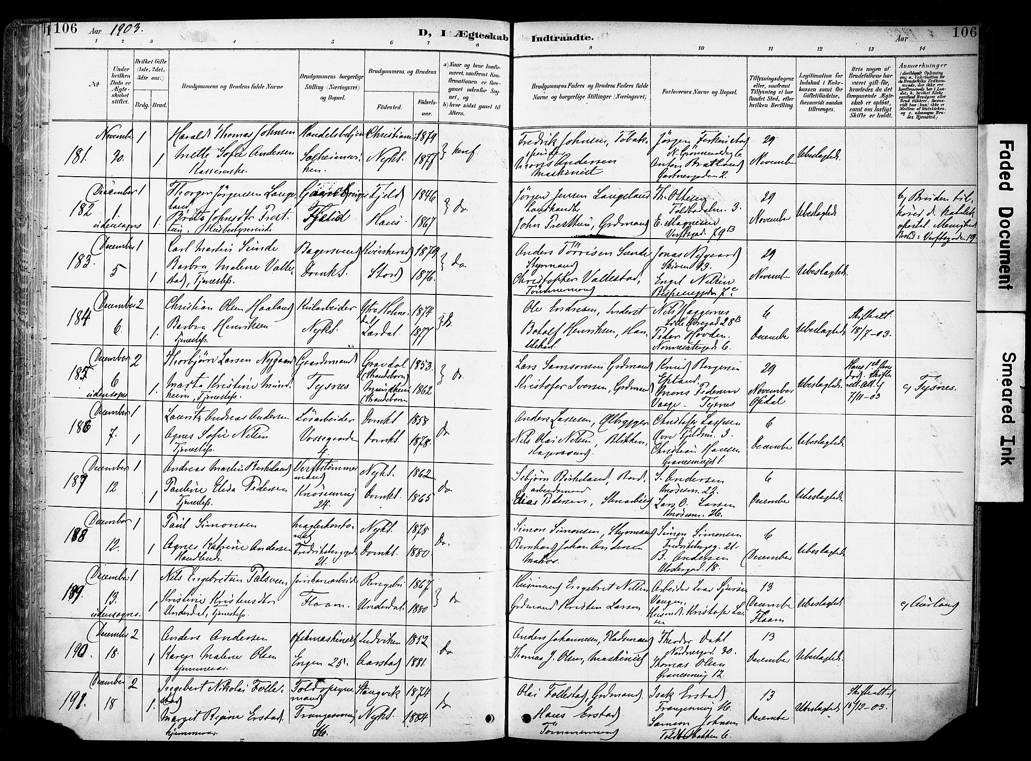 Nykirken Sokneprestembete, AV/SAB-A-77101/H/Haa/L0034: Ministerialbok nr. D 4, 1896-1905, s. 106