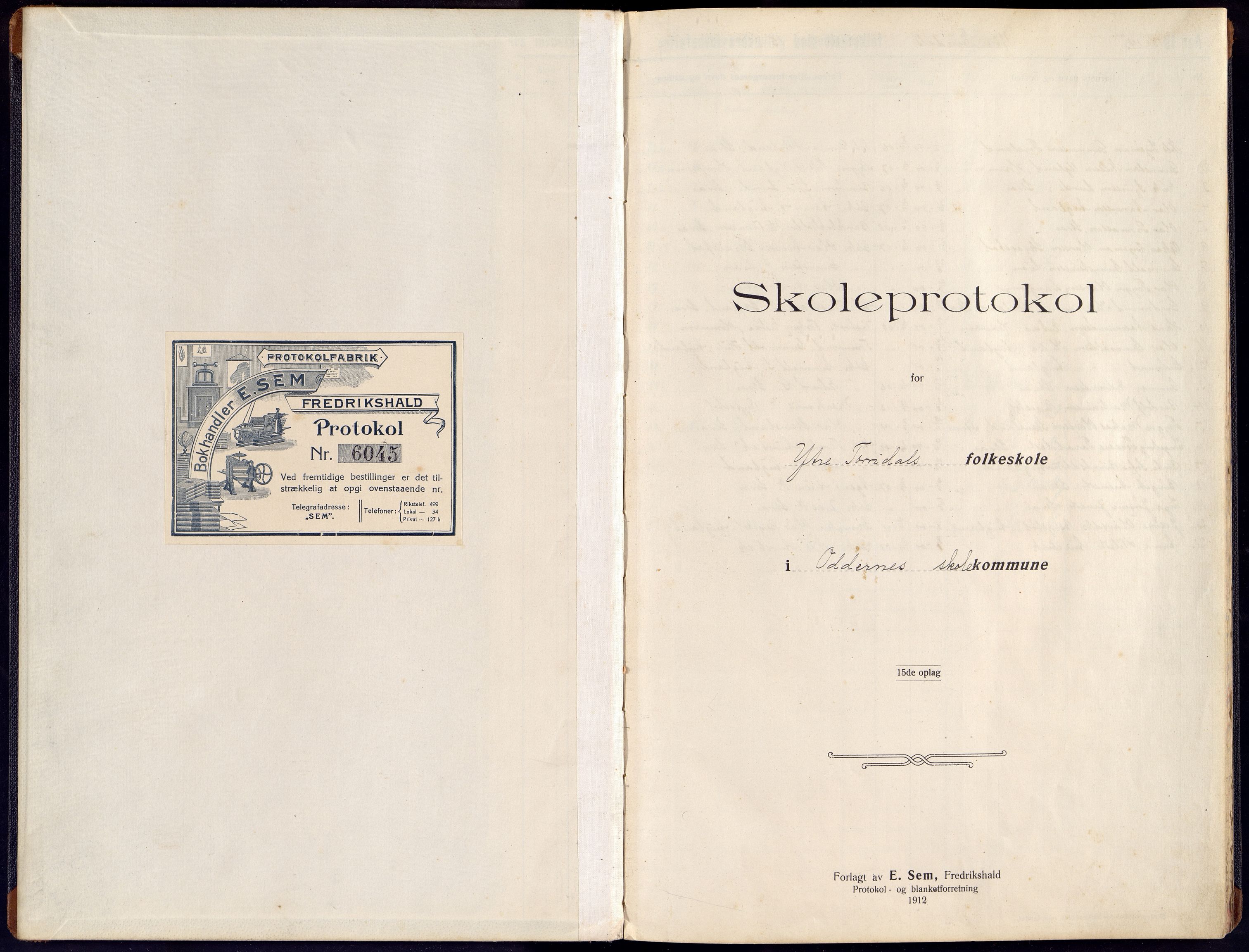 Oddernes kommune - Ytre Torridal skolekrets, ARKSOR/1001OD555/H/L0004: Skoleprotokoll, 1914-1919