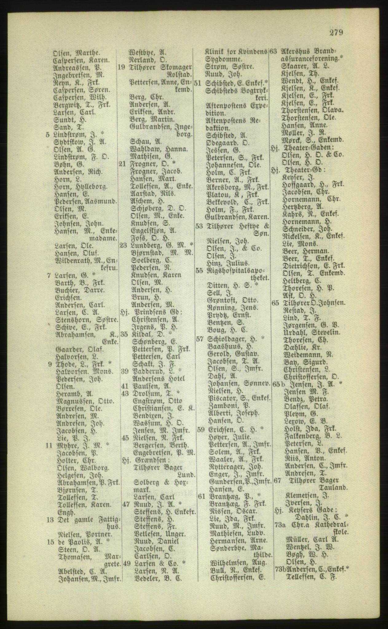 Kristiania/Oslo adressebok, PUBL/-, 1880, s. 279
