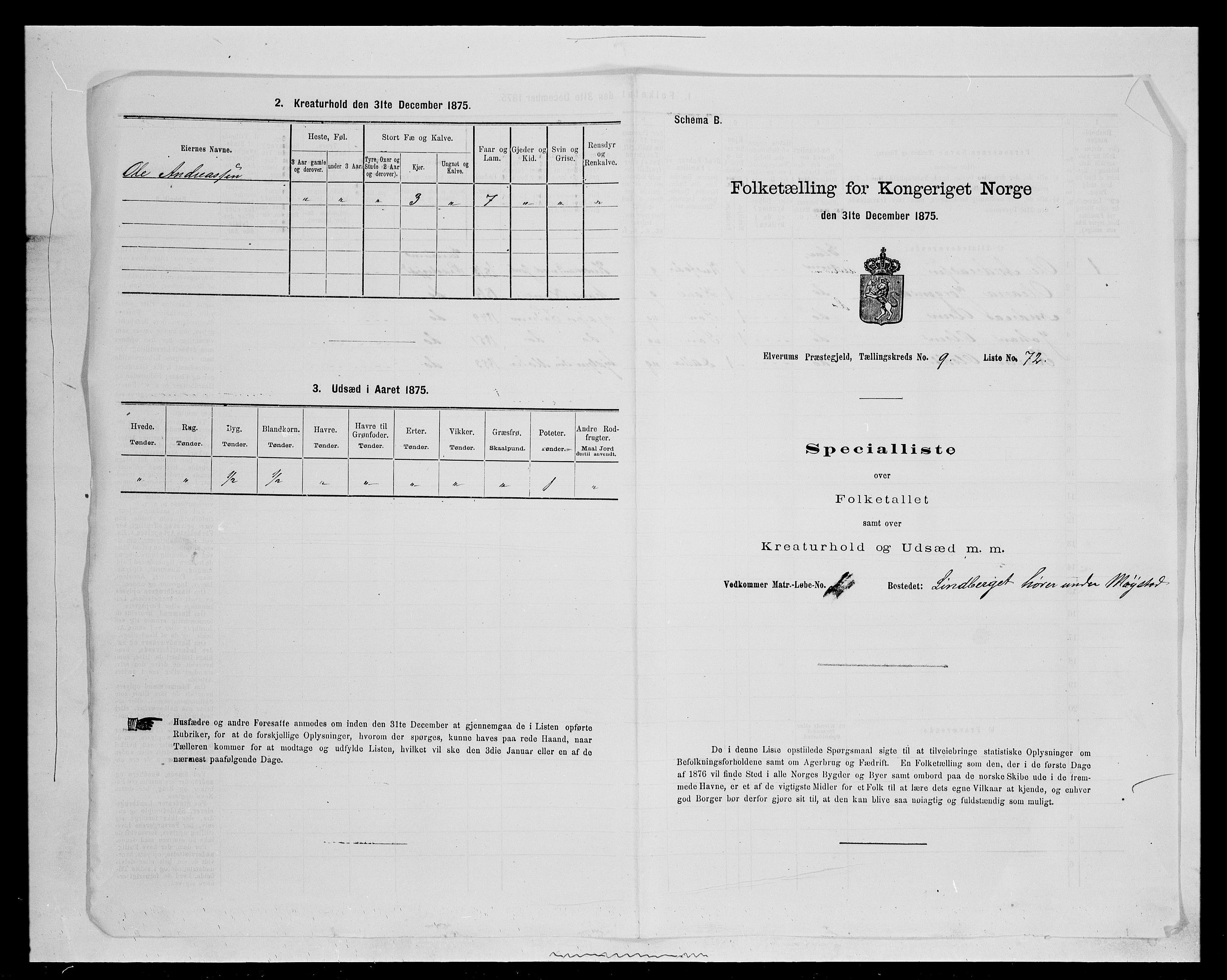 SAH, Folketelling 1875 for 0427P Elverum prestegjeld, 1875, s. 2041