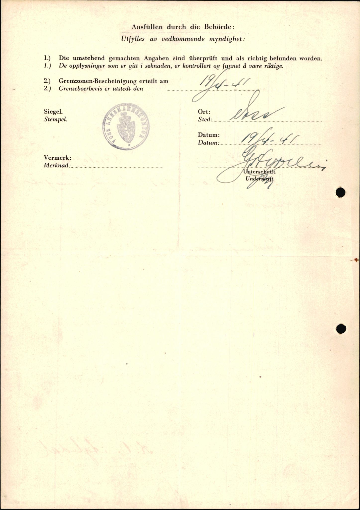 Lensmannen i Voss, SAB/A-35801/0026/L0009: Søknader om grensebuarbevis, 6501 - 7300, 1940-1945, s. 2